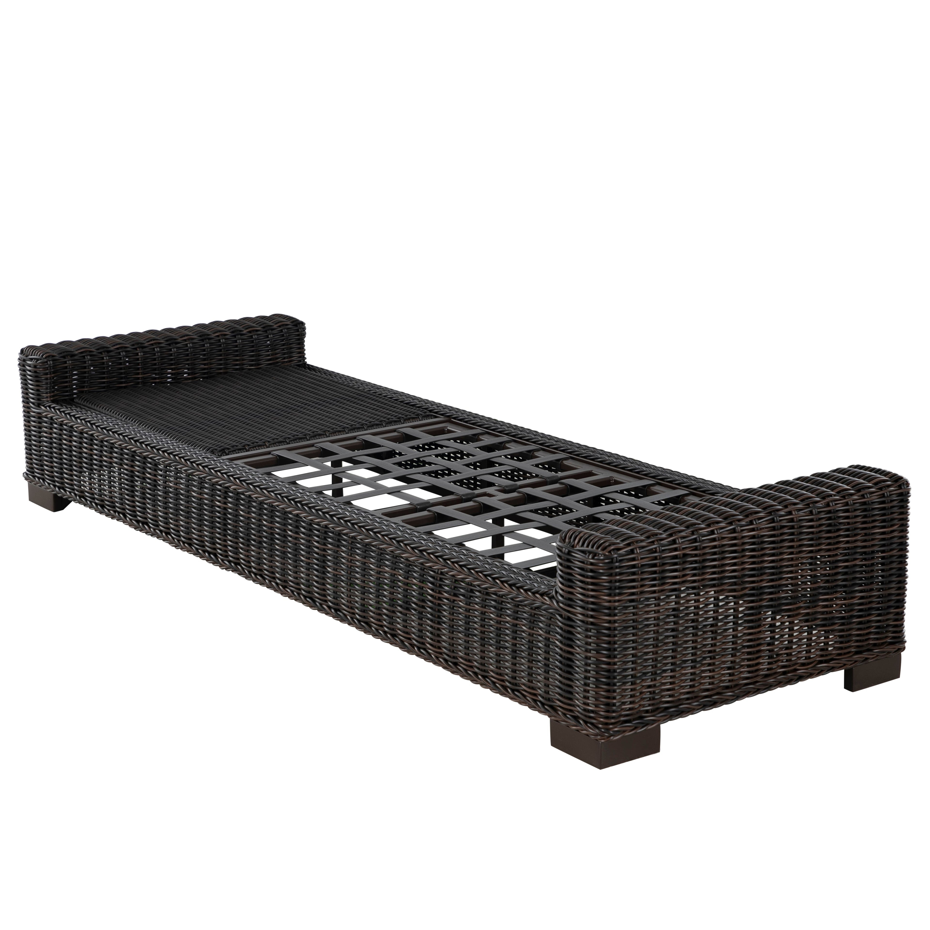 Rustic Wicker Outdoor Armless Chaise Lounge