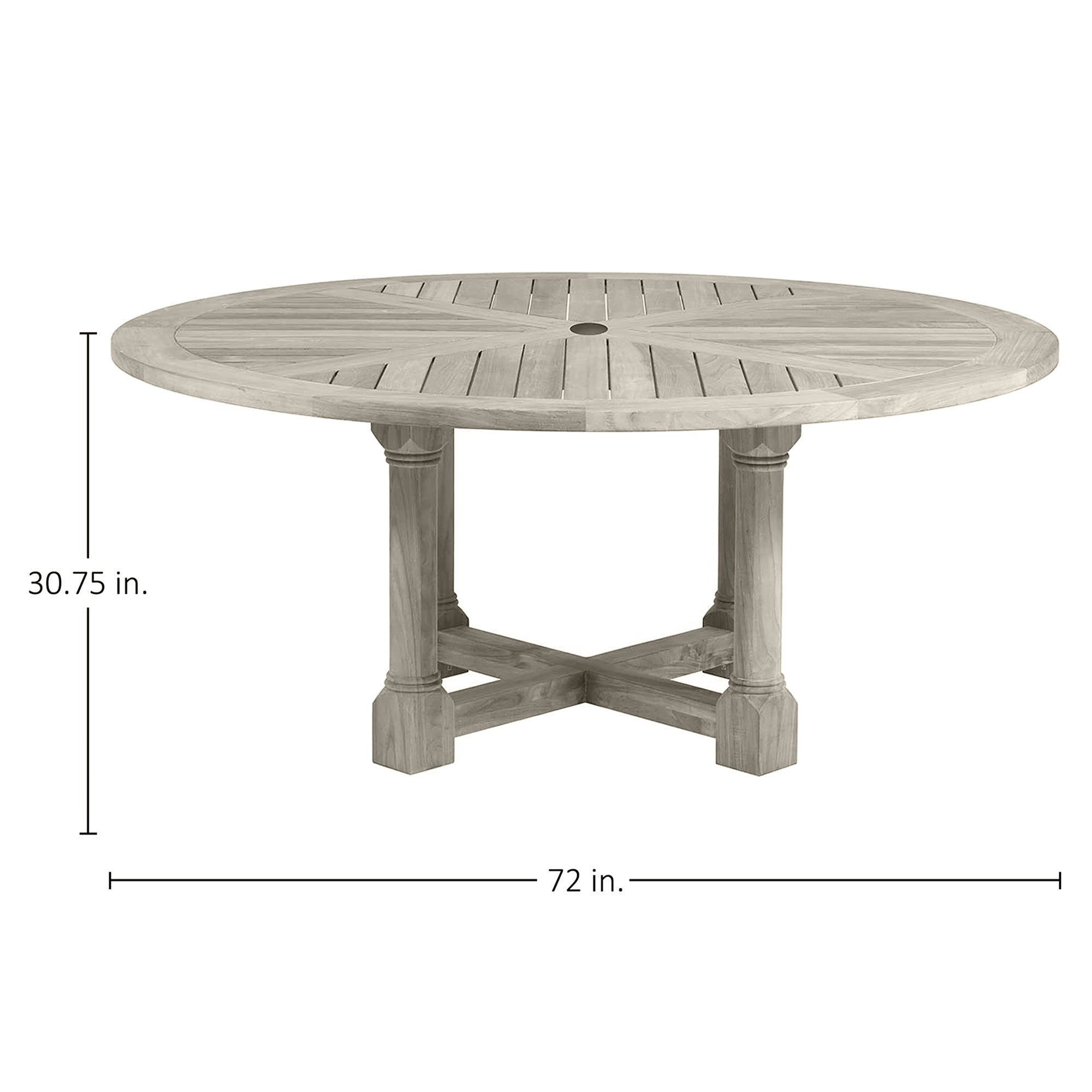 Lakeshore Teak Round Outdoor Pedestal Dining Table