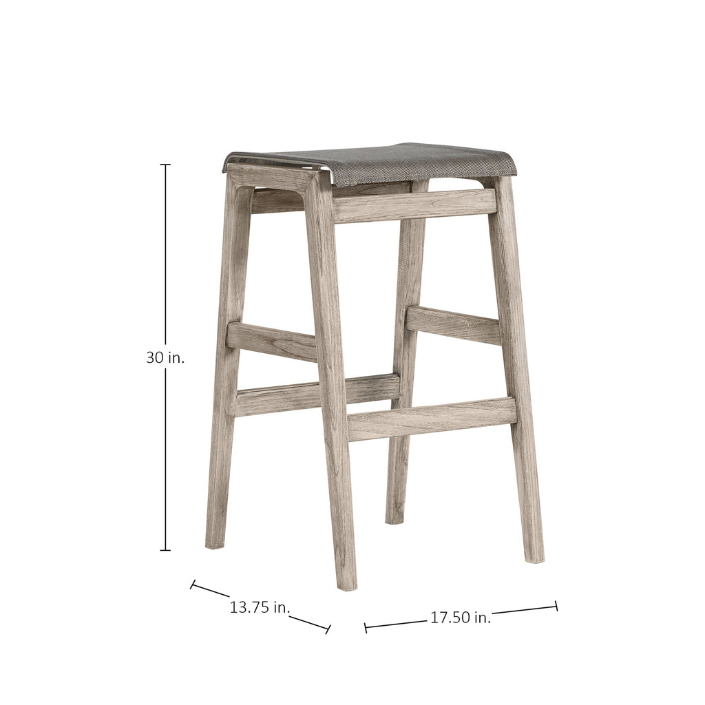 Coast Teak Sling Outdoor Backless Bar Stool