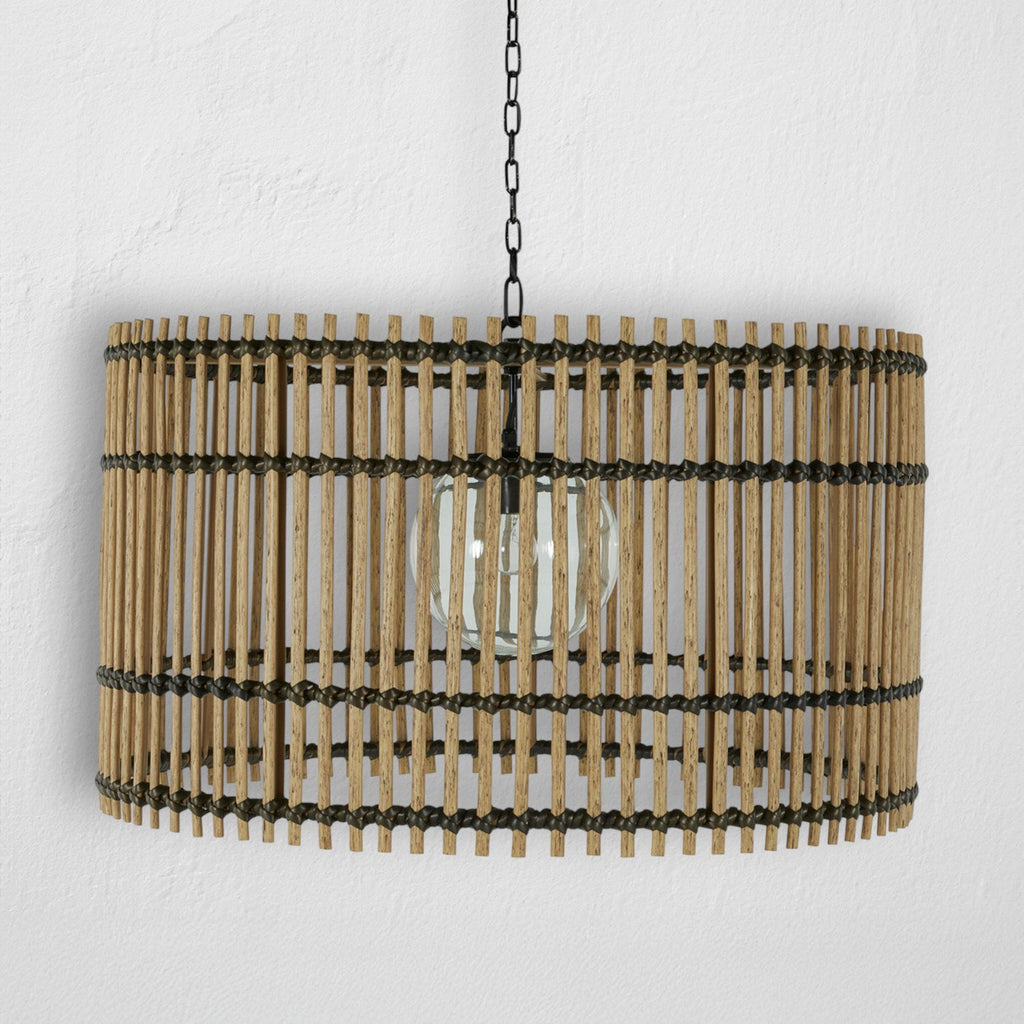 Sherman N-Dura Resin Rattan 30" Drum Chandelier