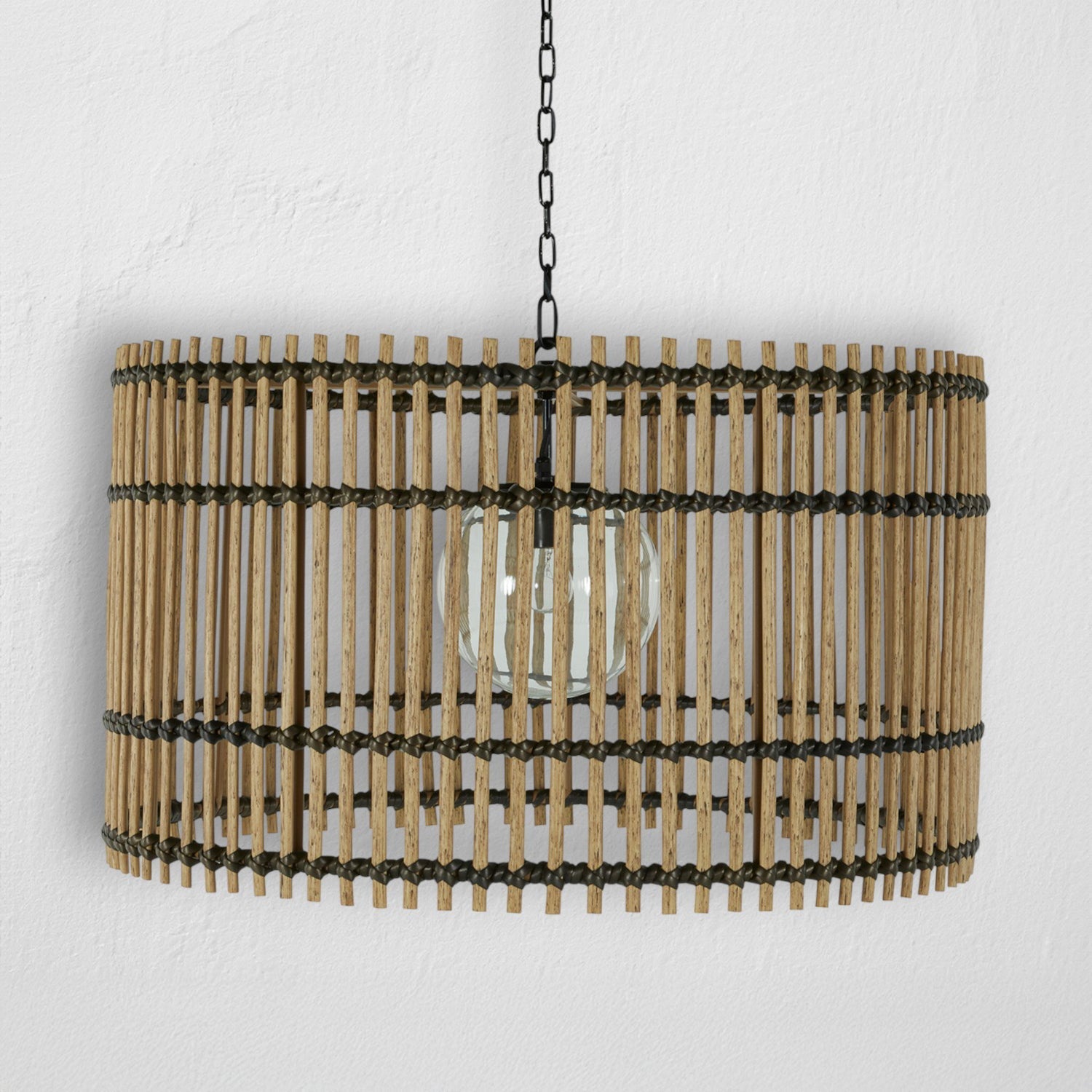 Sherman N-Dura Resin Rattan 30" Drum Chandelier