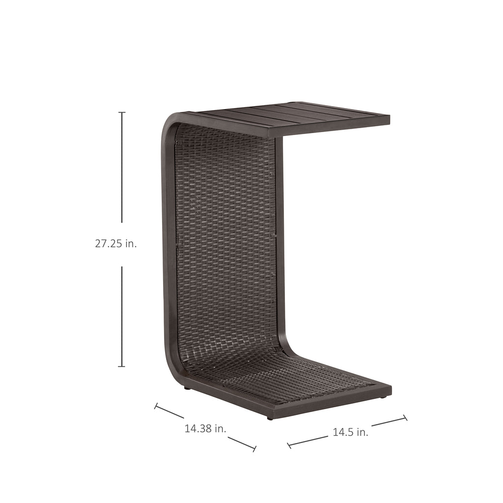 Woven Wicker 14.5" Square Outdoor C Table