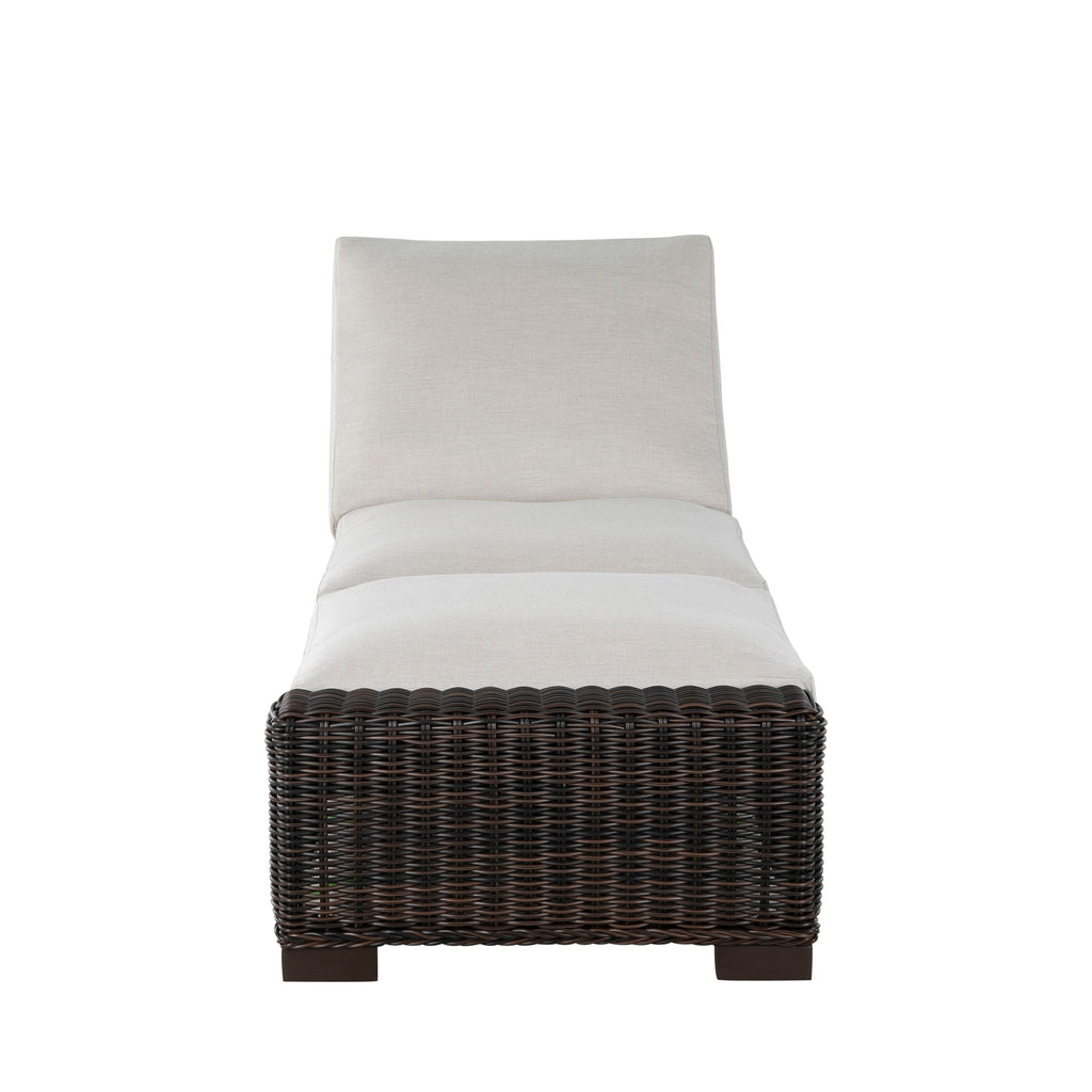 Rustic Wicker Outdoor Armless Chaise Lounge