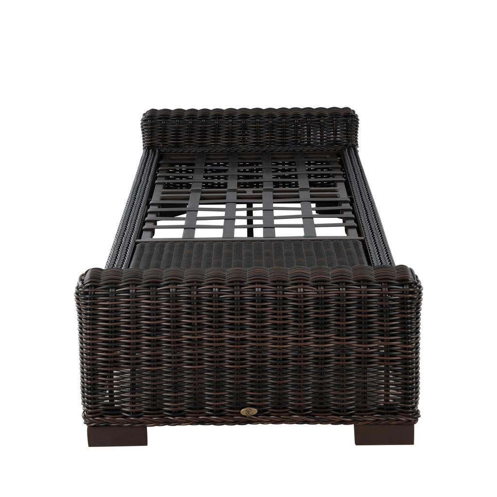 Rustic Wicker Outdoor Armless Chaise Lounge