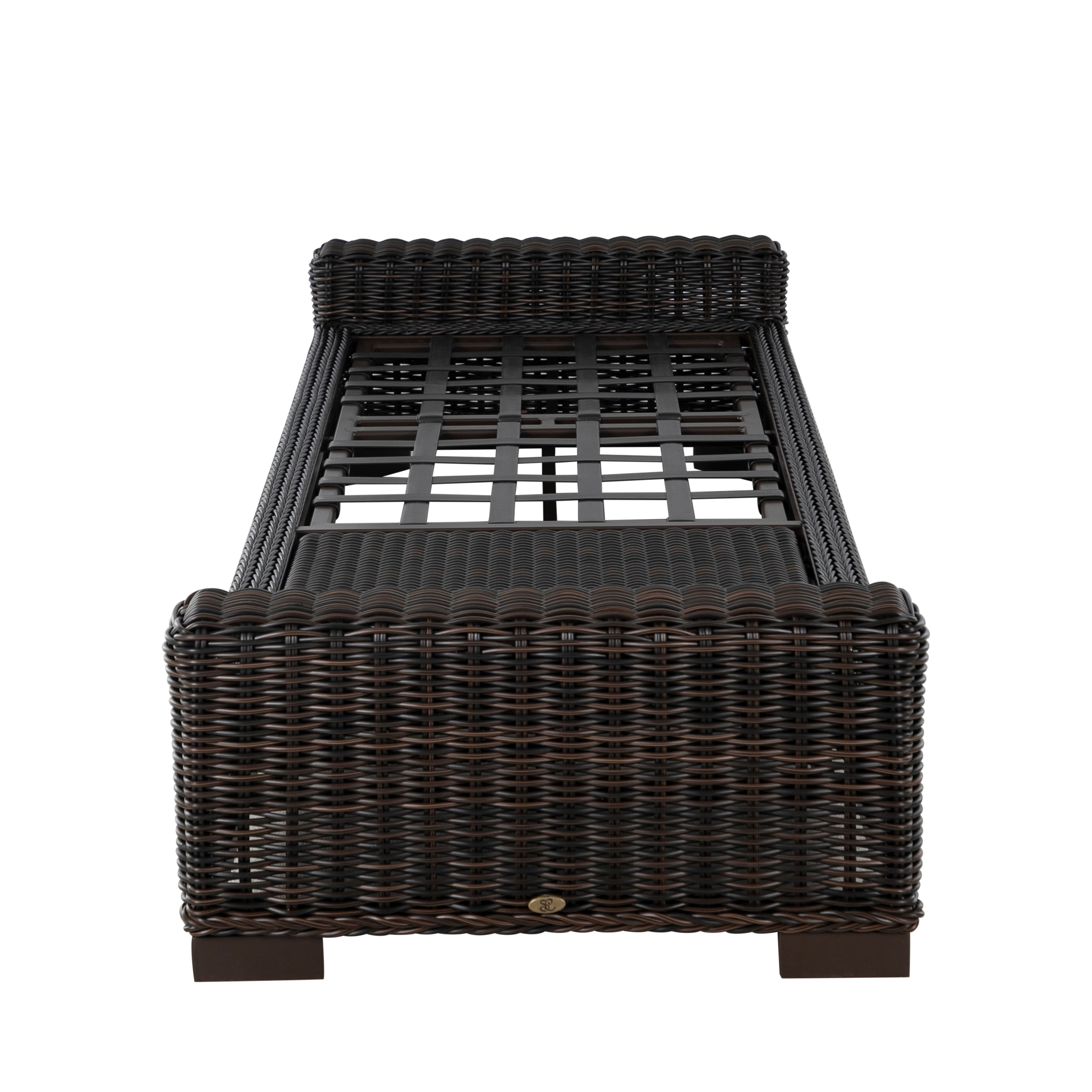 Rustic Wicker Outdoor Armless Chaise Lounge