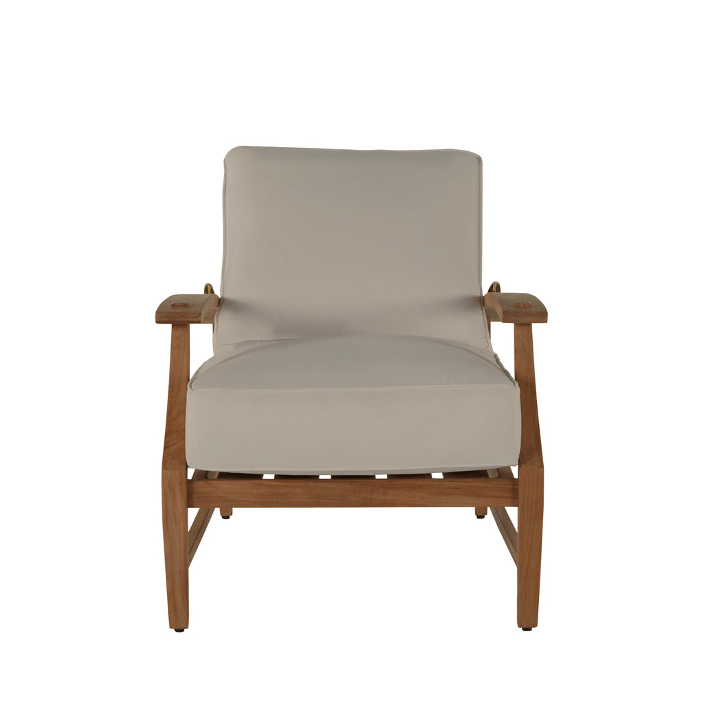 QS Croquet Teak Recliner, Natural Teak-Linen Dove