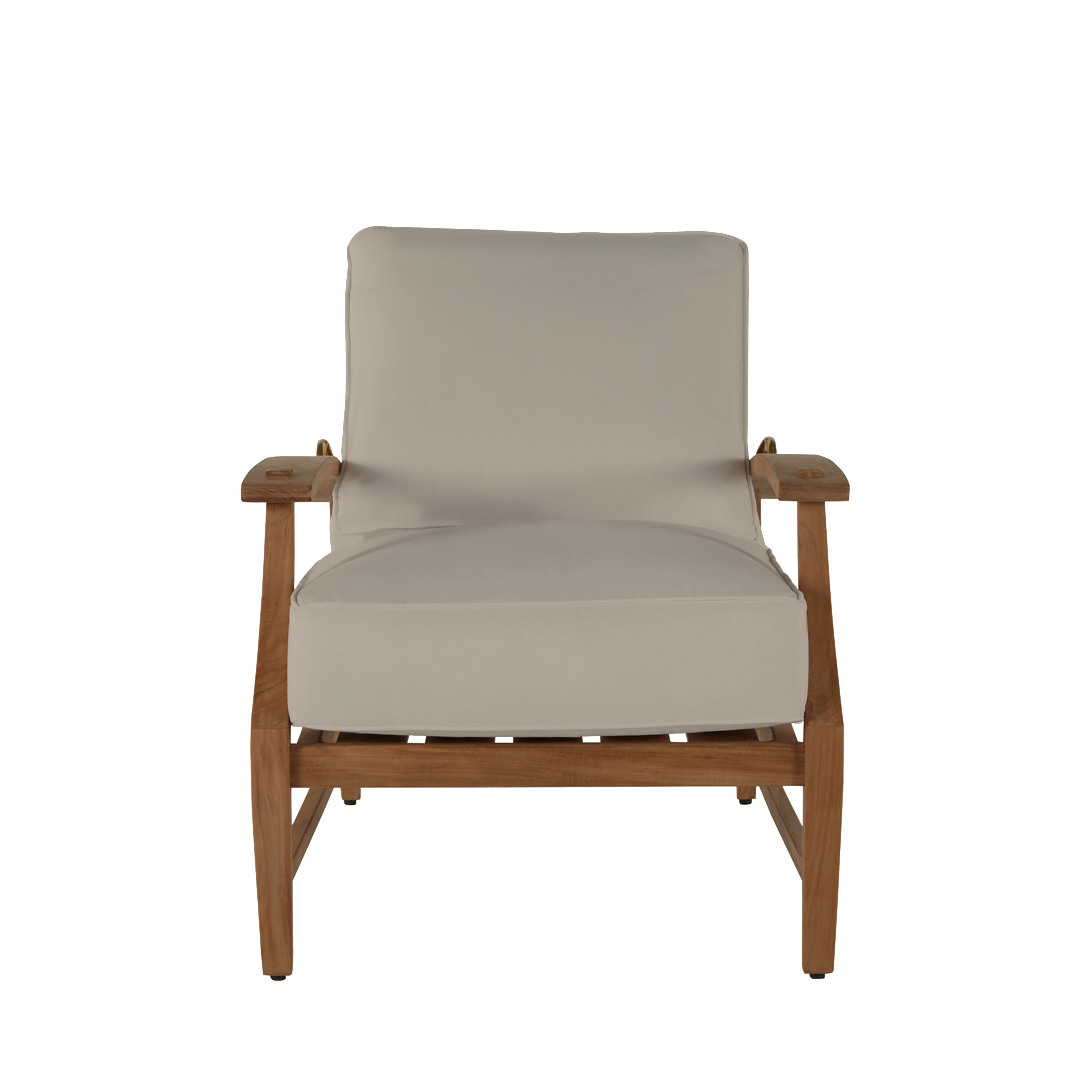 QS Croquet Teak Recliner, Natural Teak-Linen Dove