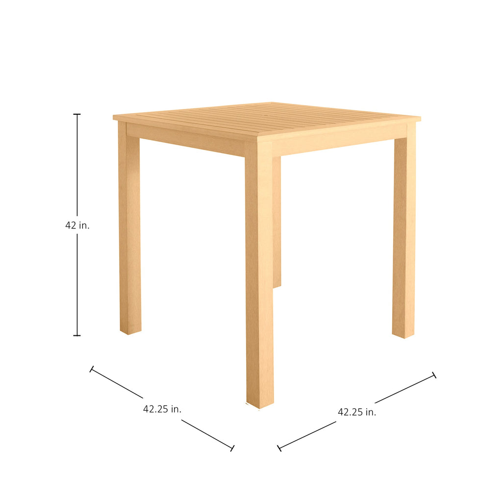 Portside Resin 42" Square Outdoor Slated Bar Table