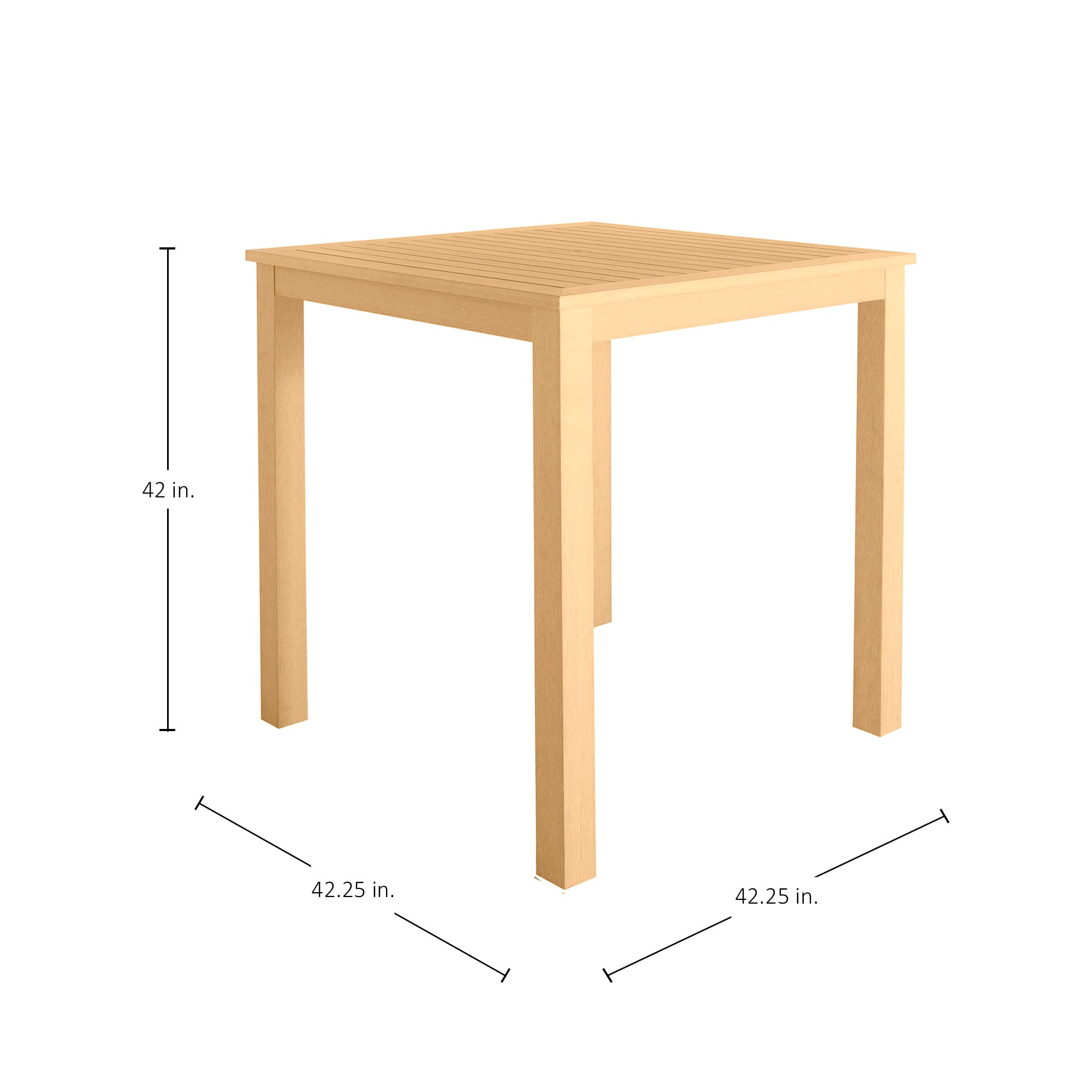 Portside Resin 42" Square Outdoor Slated Bar Table