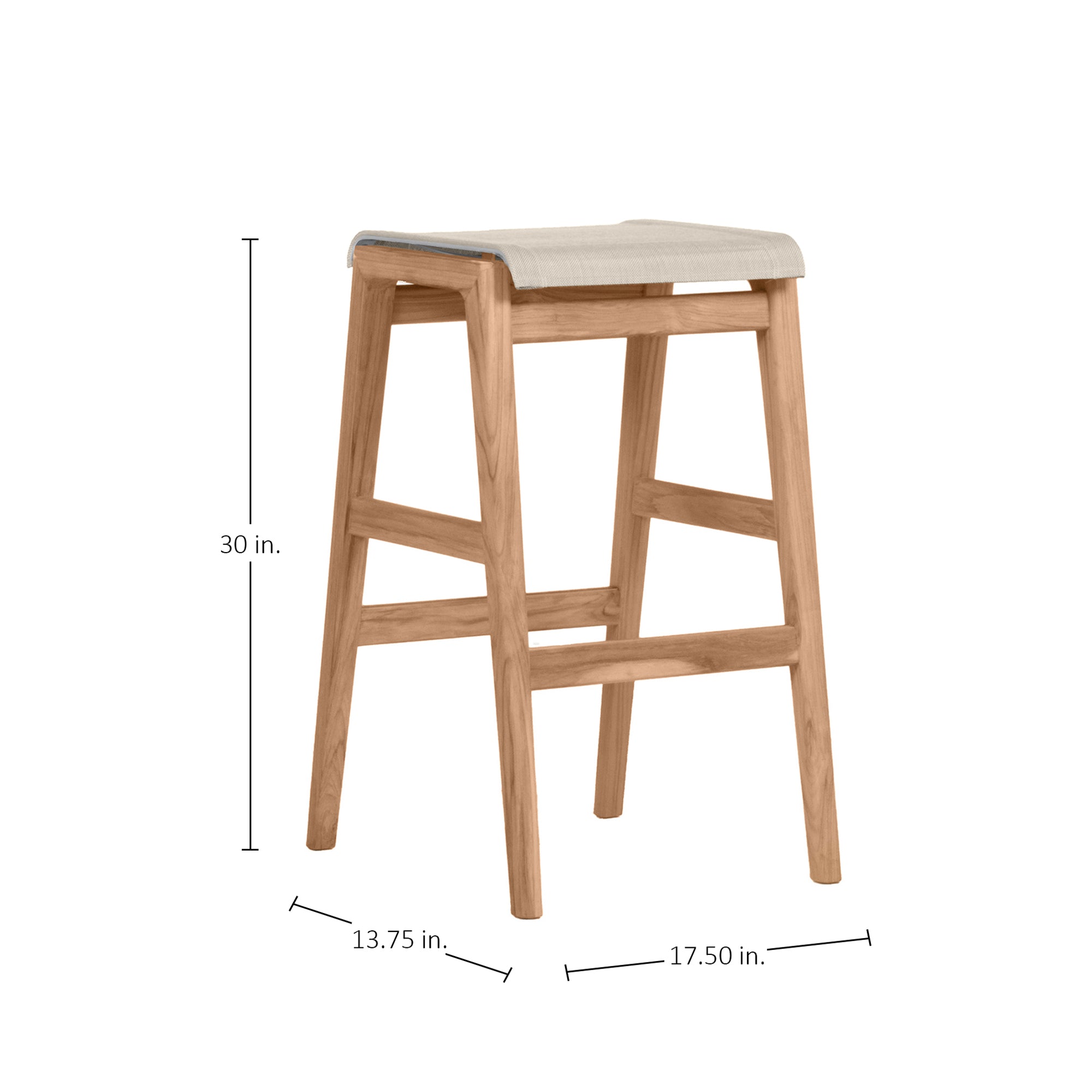 Coast Teak Sling Outdoor Backless Bar Stool
