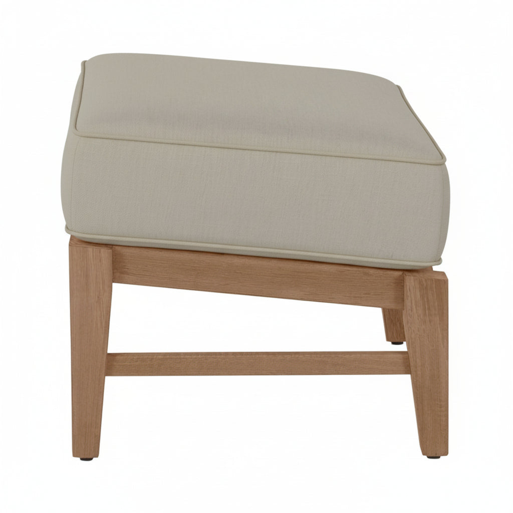 QS Croquet Teak Ottoman, Natural Teak-Linen Dove