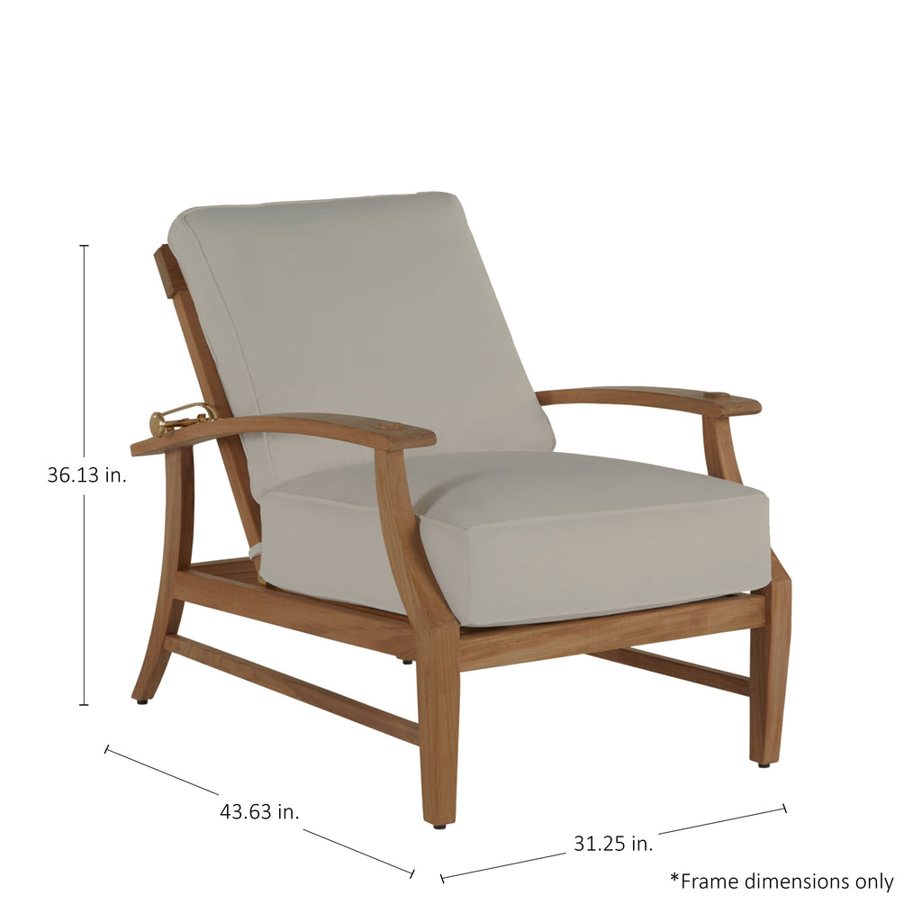 QS Croquet Teak Recliner, Natural Teak-Linen Dove