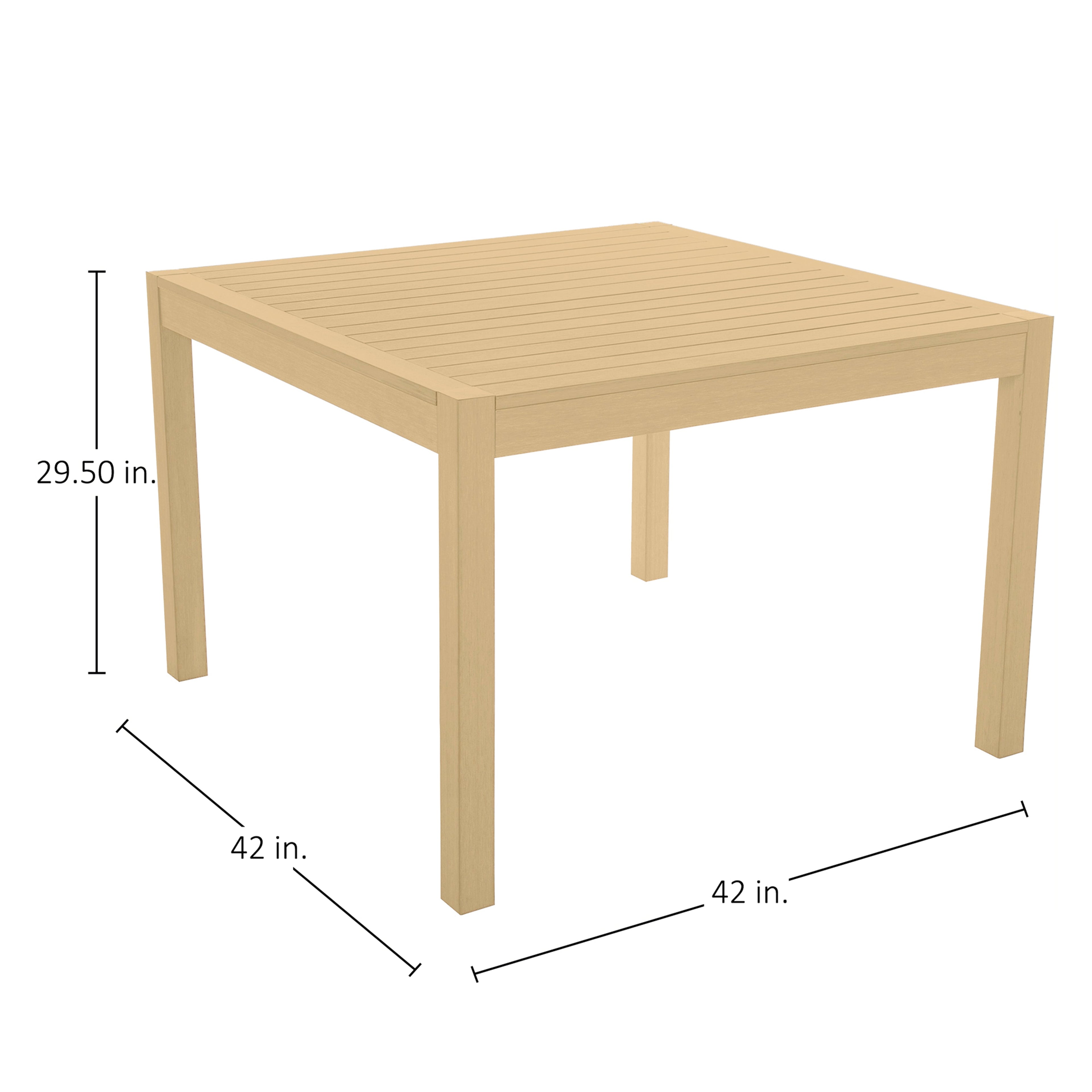 Portside 42" Square Outdoor Slatted Top Table
