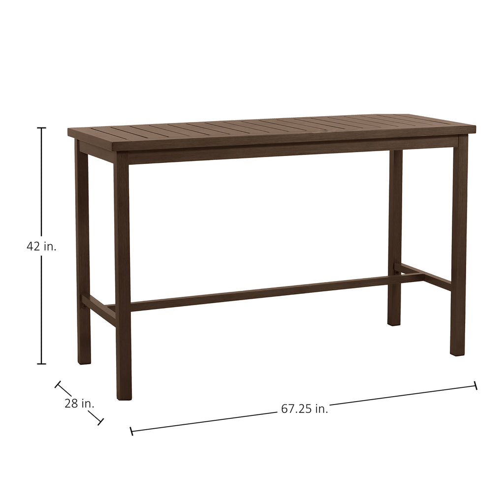 Club Aluminum 67"x 28" Rectangle Outdoor Bar Table
