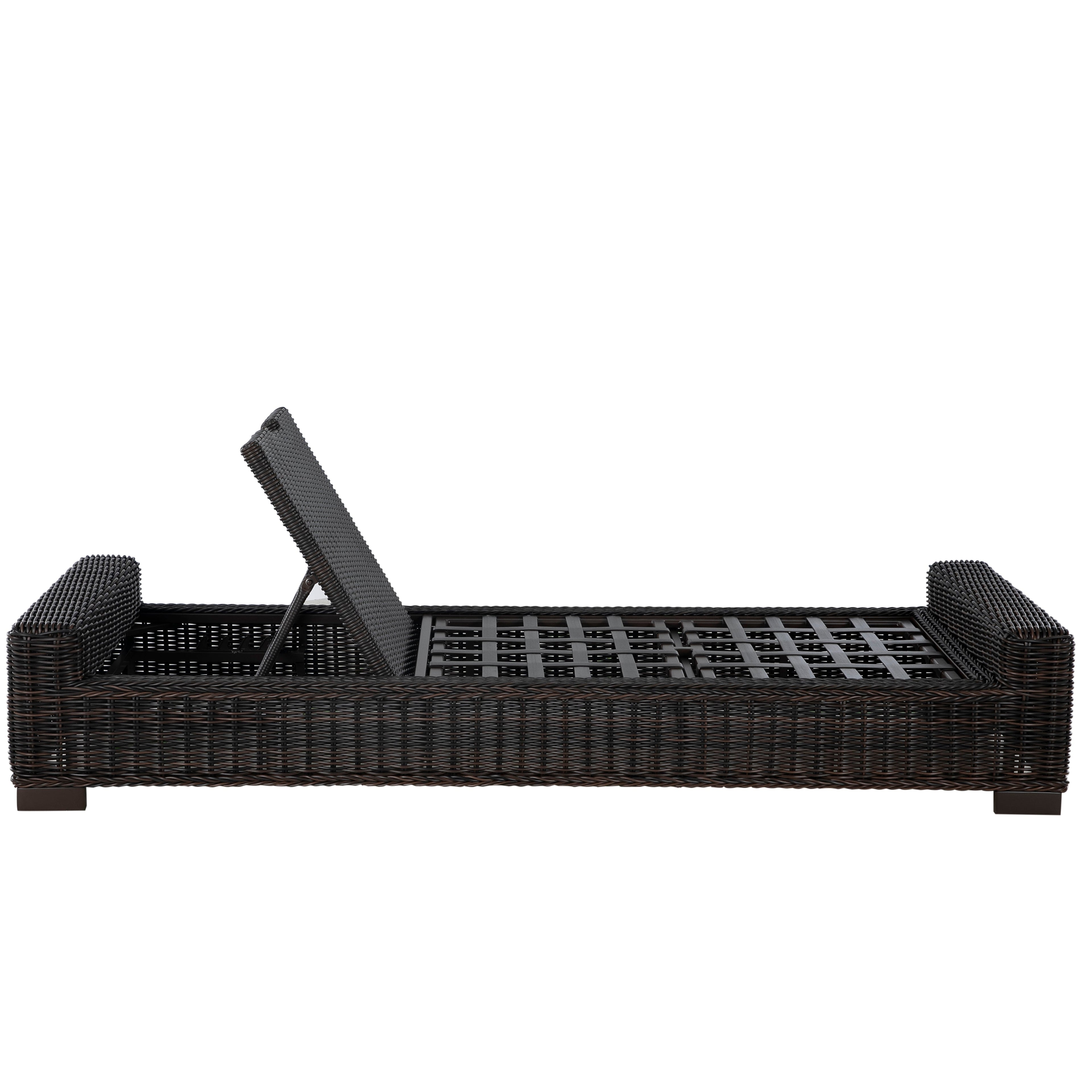 Rustic Wicker Outdoor Armless Chaise Lounge