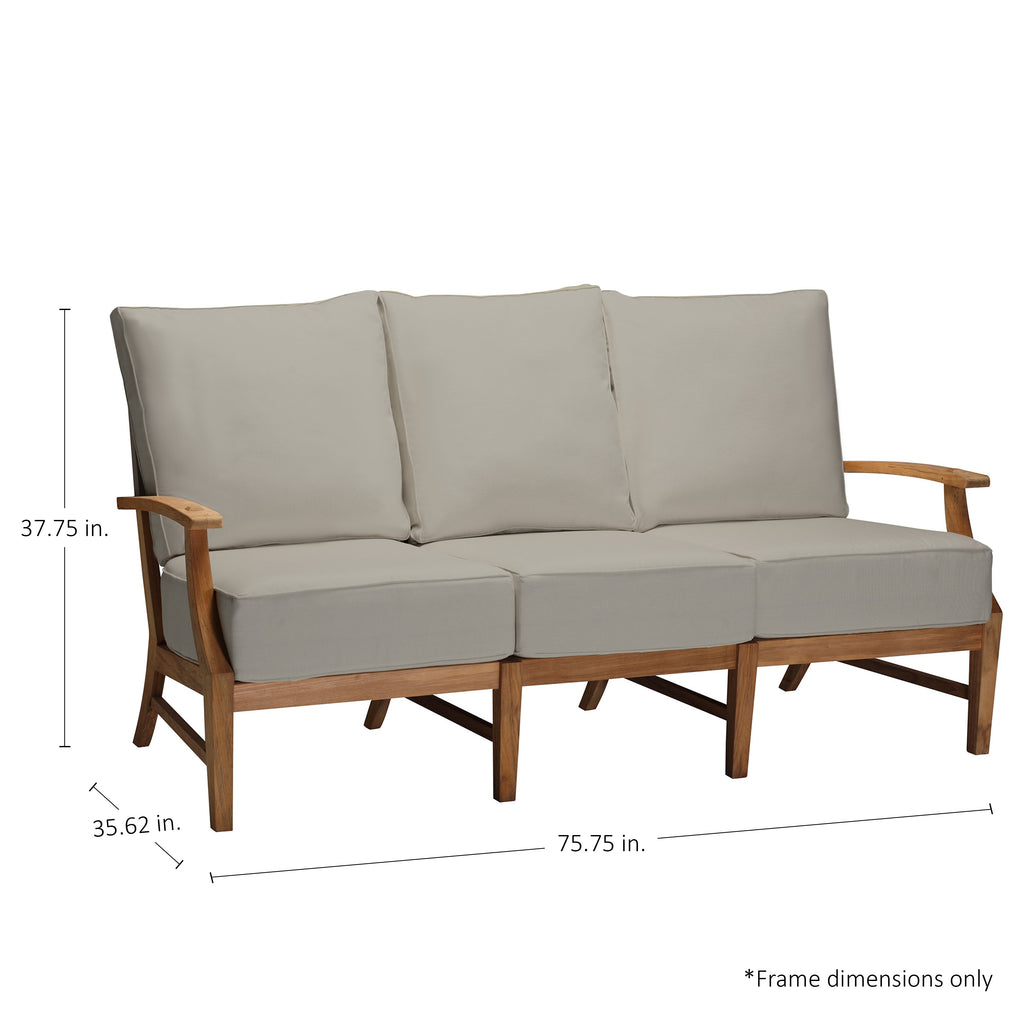 QS Croquet Teak Sofa, Natural Teak-Linen Dove