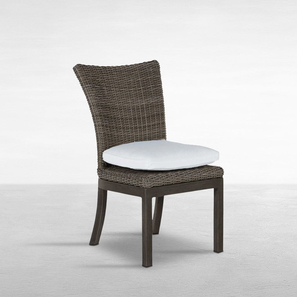 Rustic Woven Resin Wicker Outdoor Side Chair