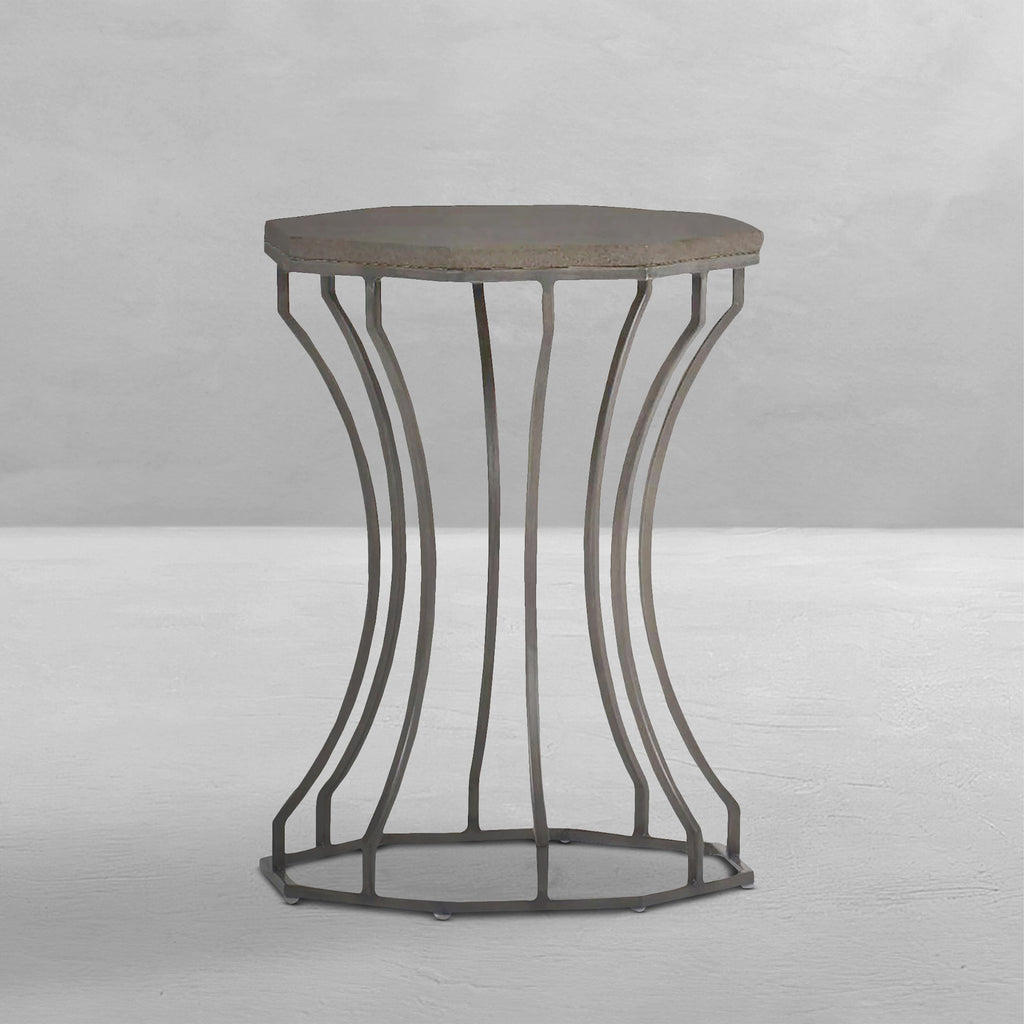 Audrey Wrought Iron Octagonal Outdoor End Table