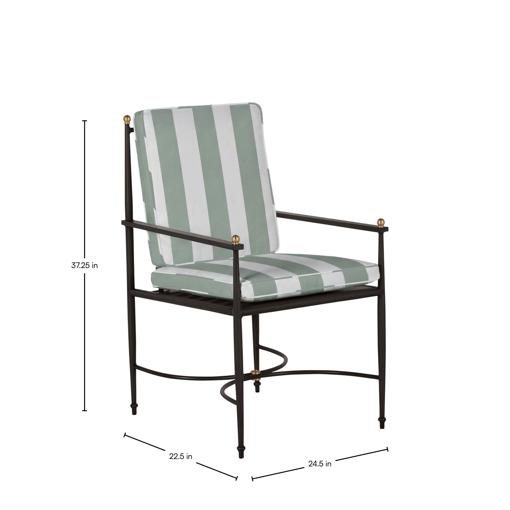 QS Roma Arm Chair, Slate Gray-Cabana Stripe Mist