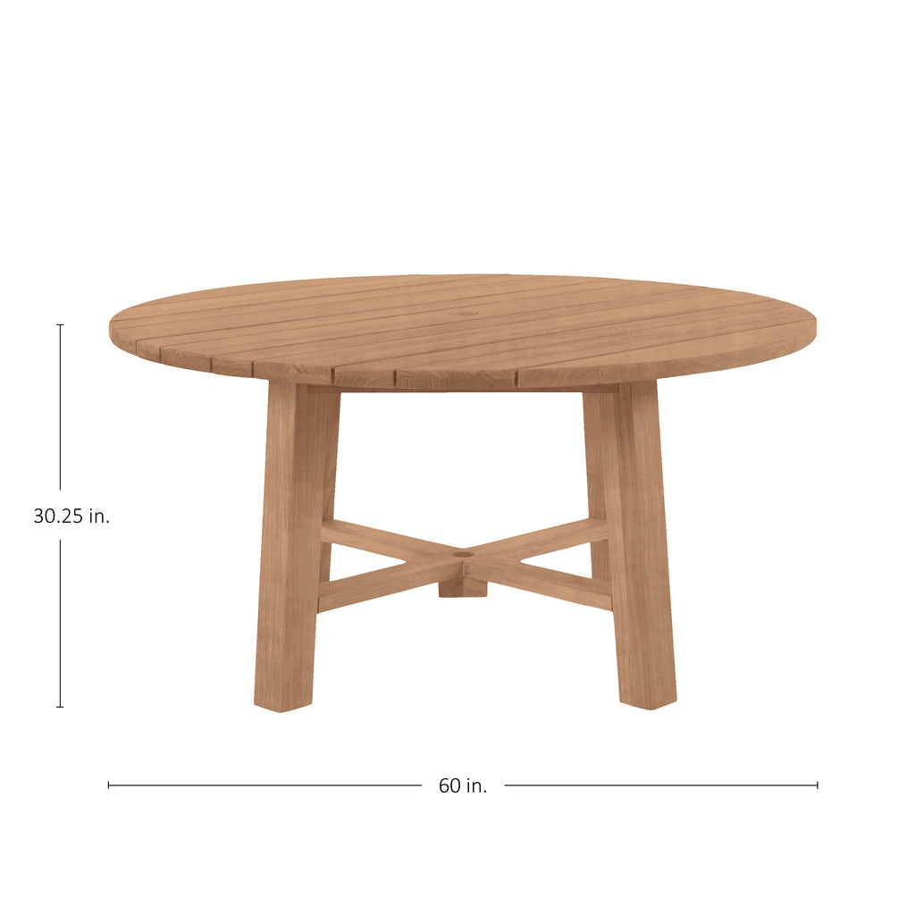 Paige Teak 60" Round Outdoor Dining Table