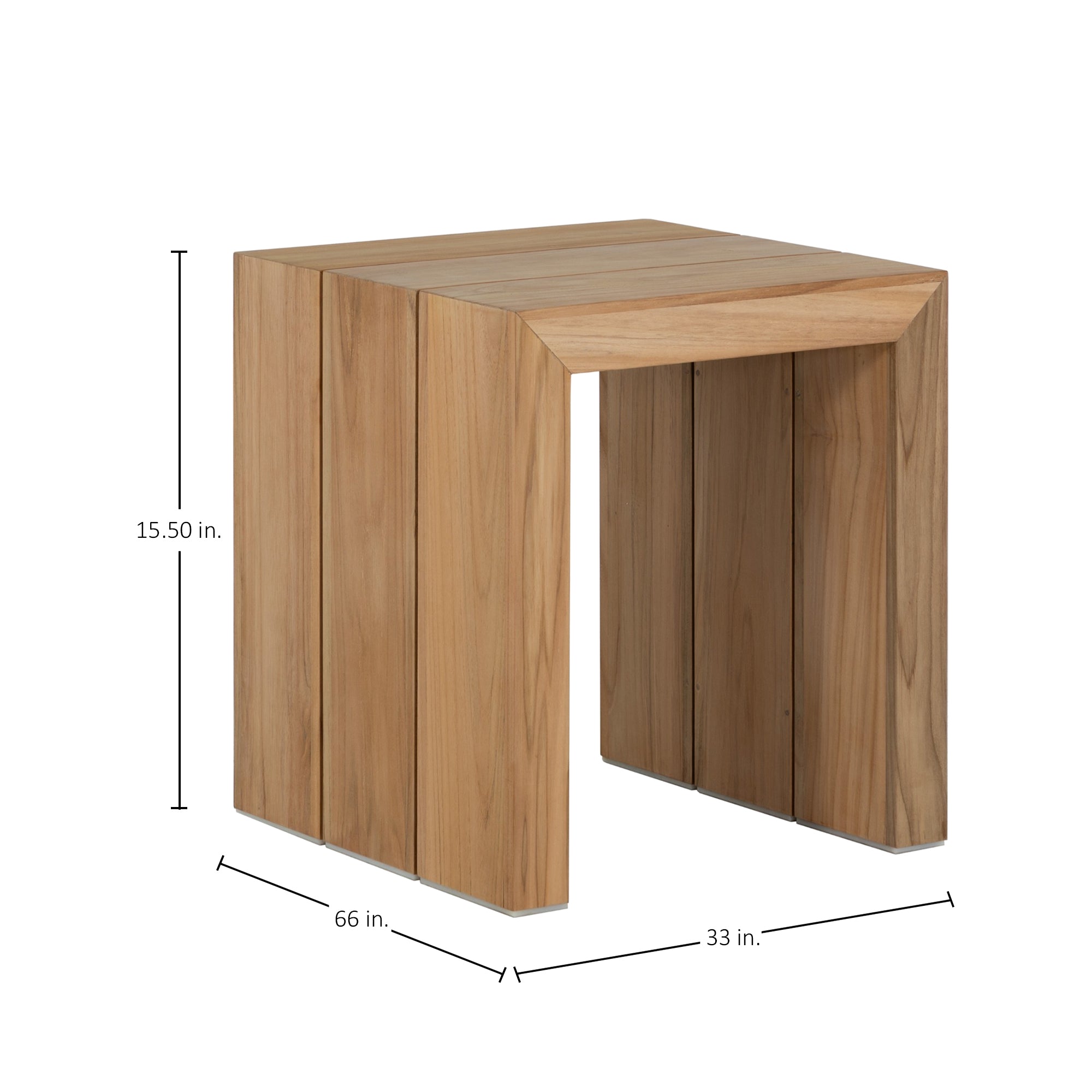 Messina Teak Square Outdoor Waterfall Side Table