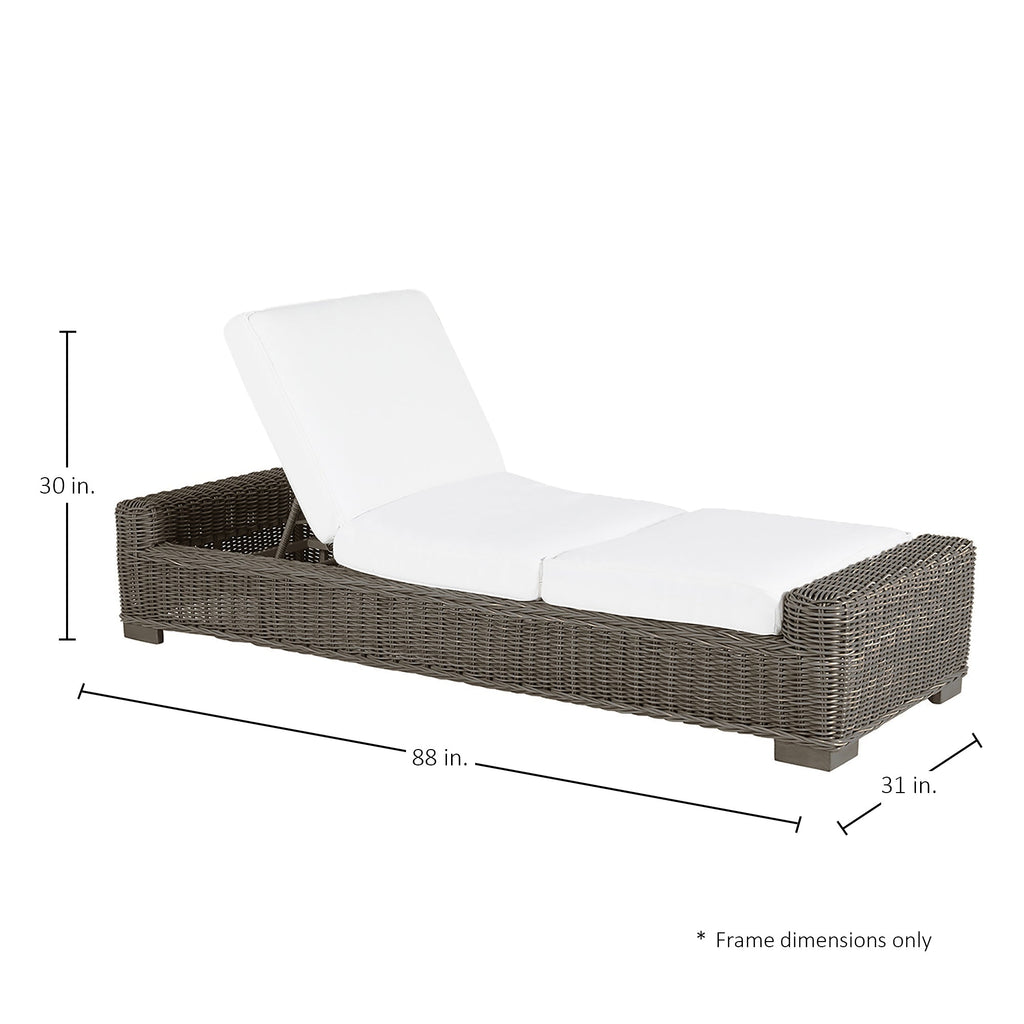 Rustic Wicker Outdoor Armless Chaise Lounge