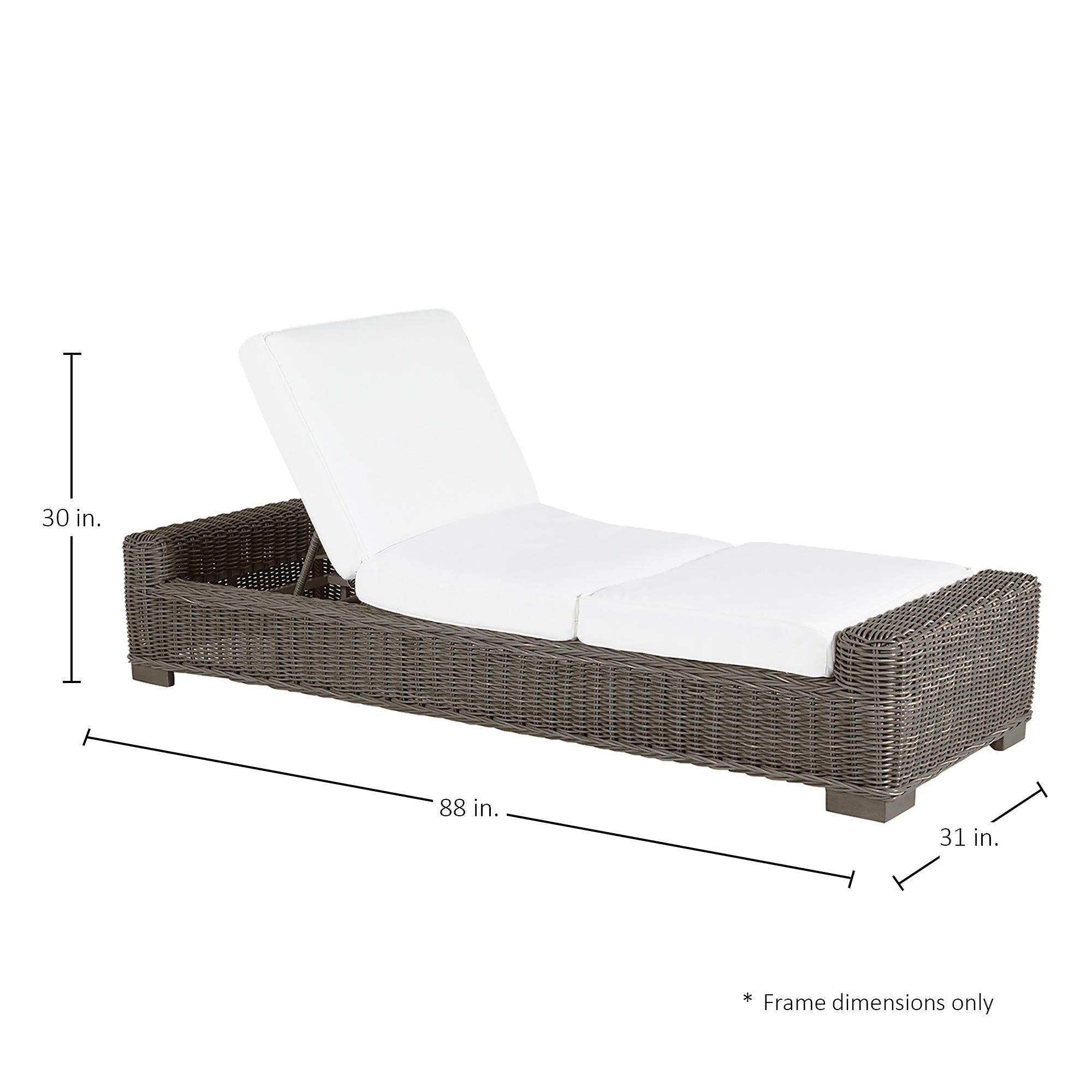 Rustic Wicker Outdoor Armless Chaise Lounge