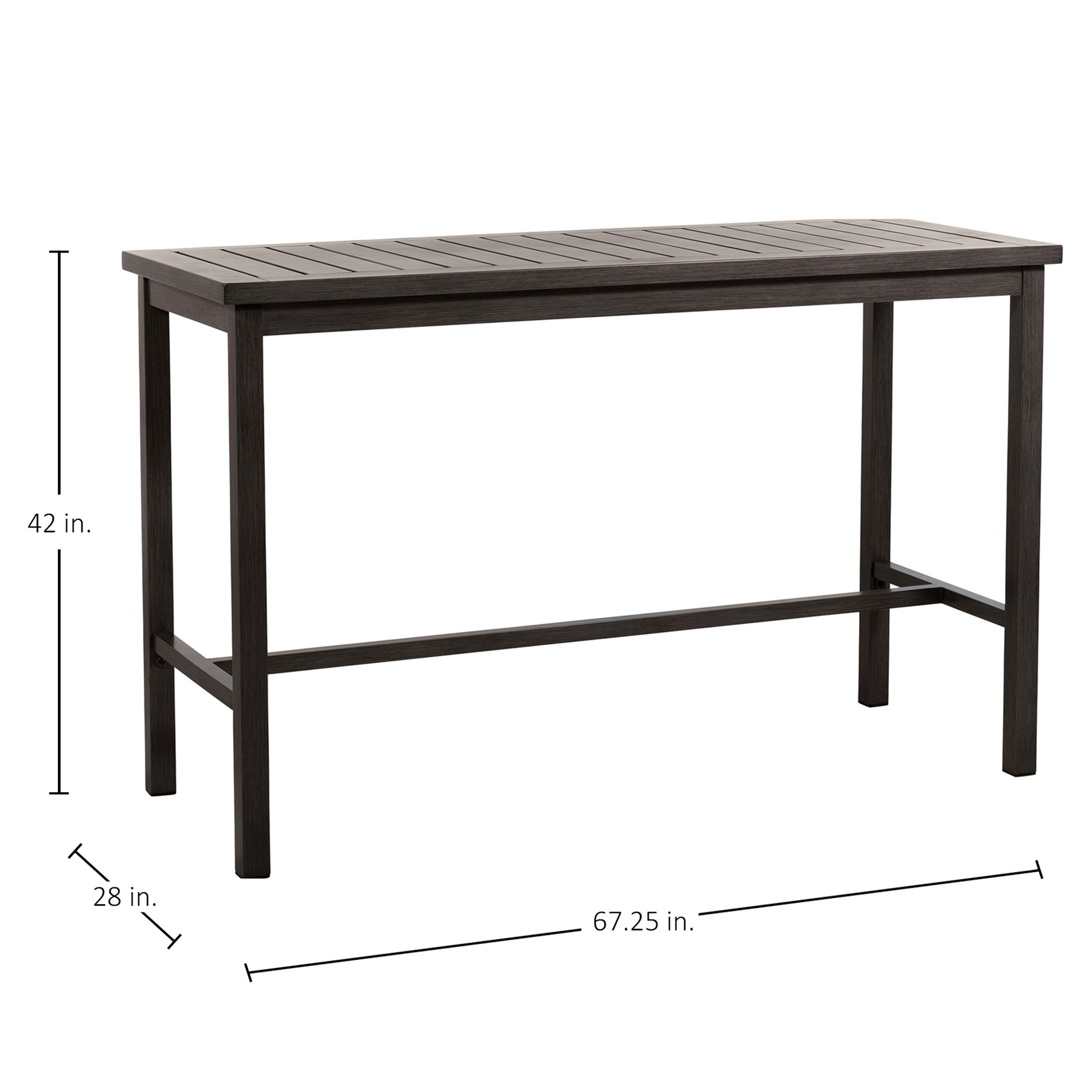 Club Aluminum 67"x 28" Rectangle Outdoor Bar Table