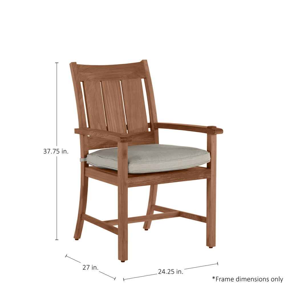 QS Croquet Teak Arm Chair, Natural Teak-Linen Dove