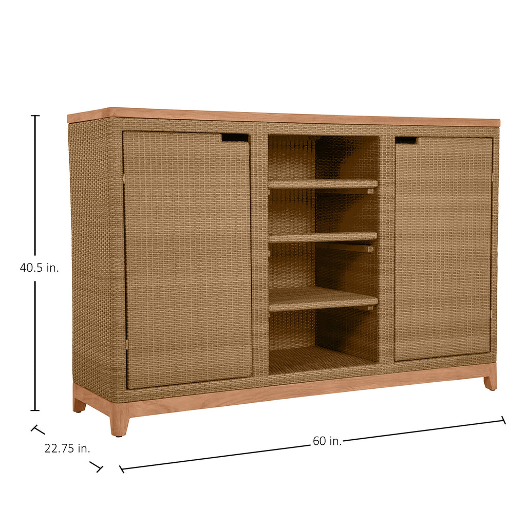 N-Dura Resin Wicker Outdoor Buffet Storage Table