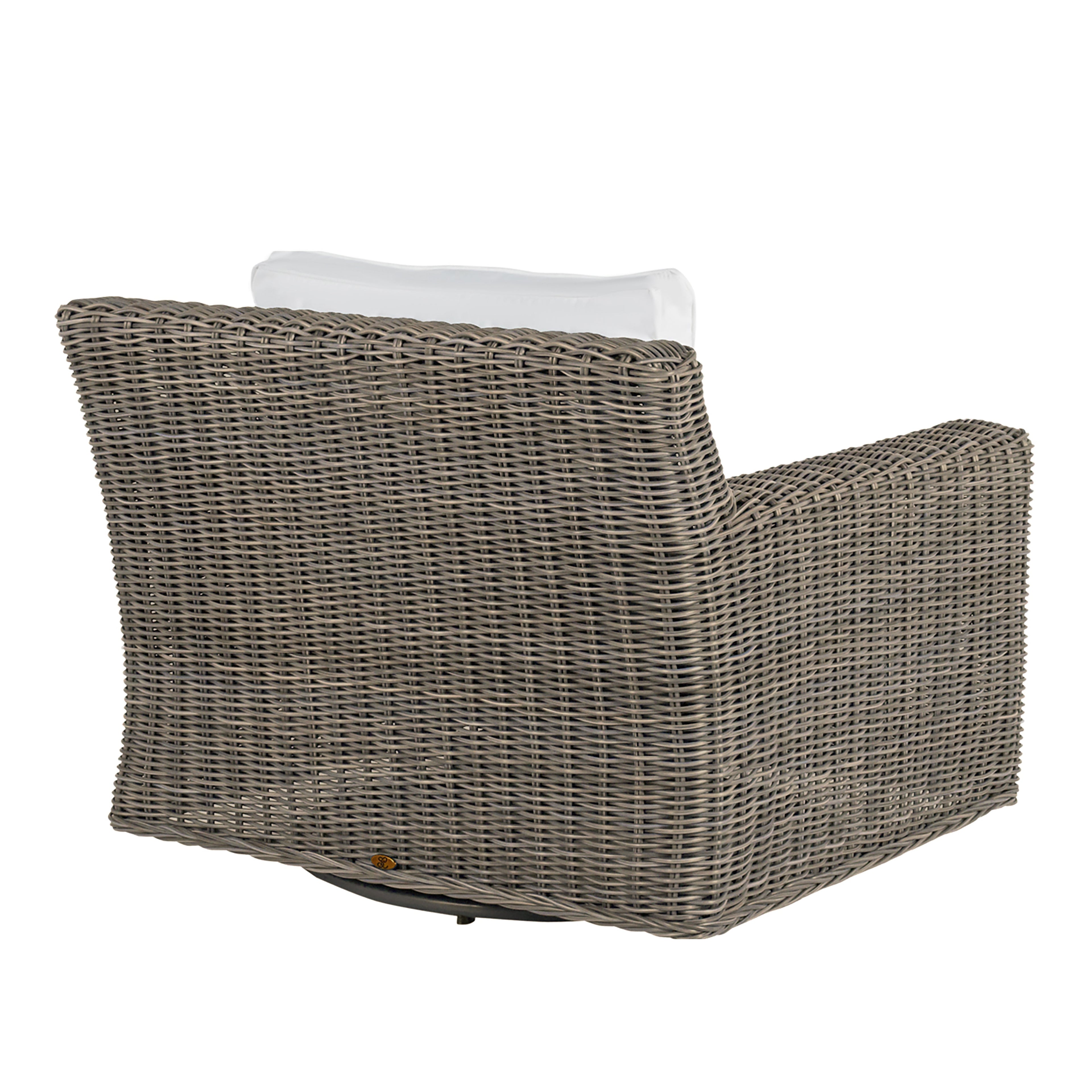 Rustic Woven Wicker Outdoor Swivel Lounge Chair