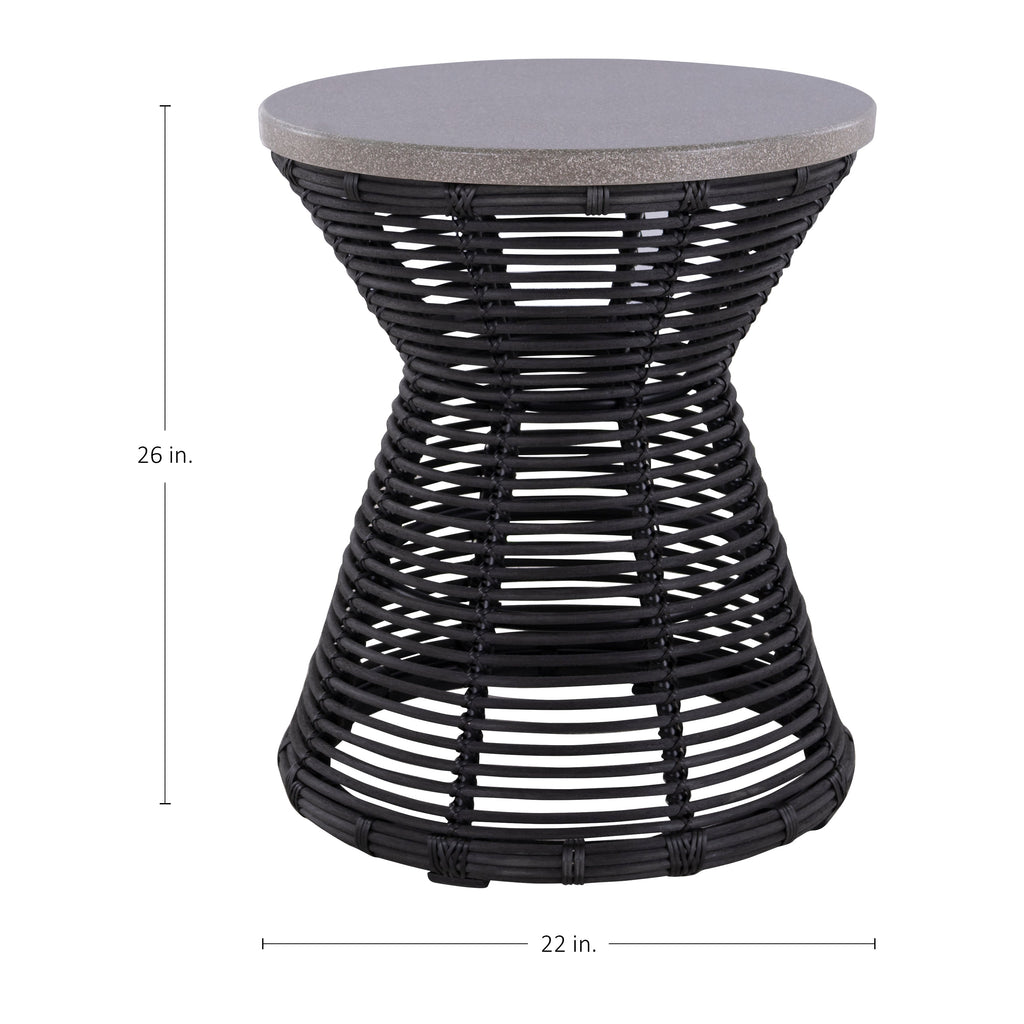 Harris Wicker 22" Round Outdoor Pedestal End Table