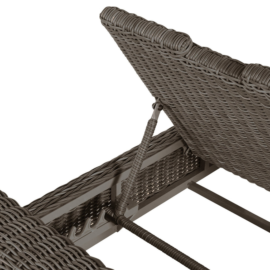 Rustic Wicker Outdoor Armless Chaise Lounge
