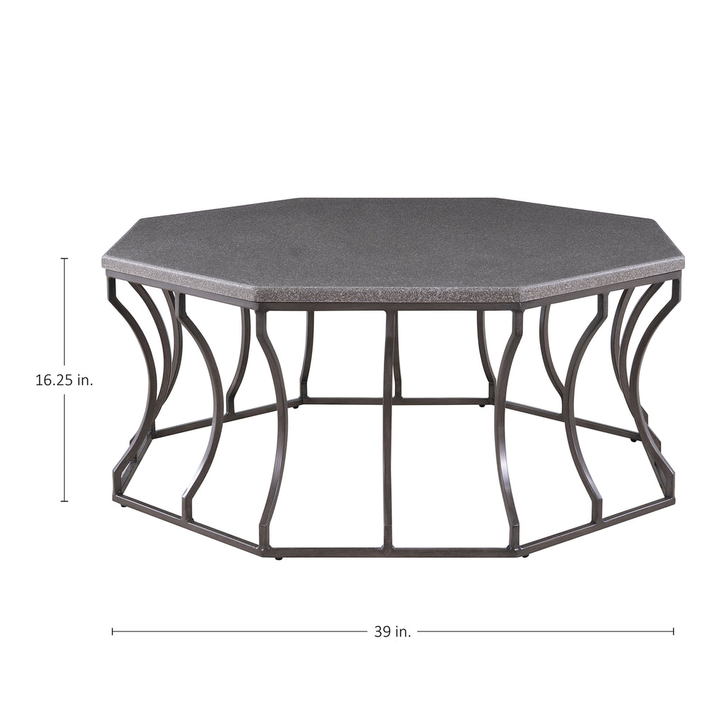 Audrey Wrought Iron Octagonal Outdoor Coffee Table