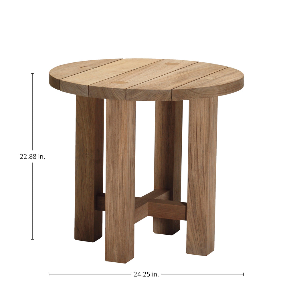 Croquet Teak 24.25" Round Outdoor End Table