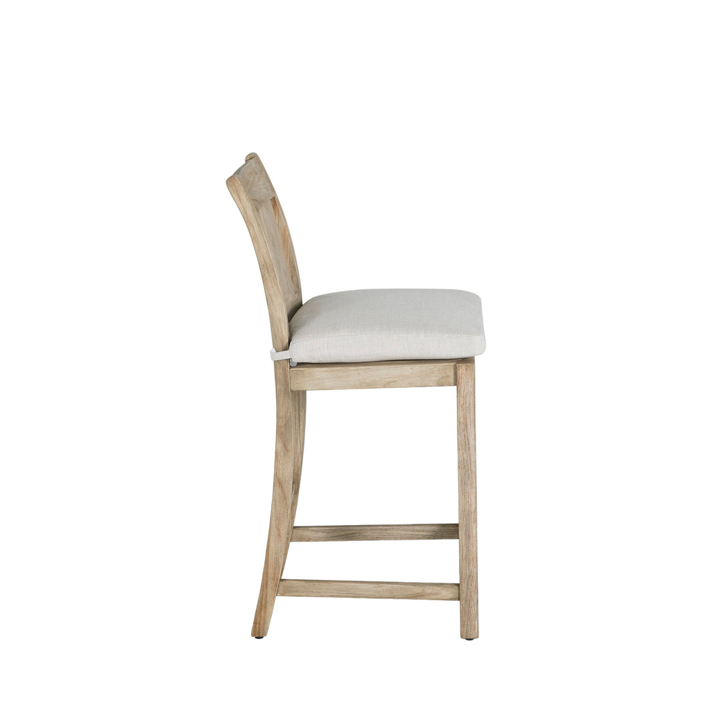 Croquet Teak Outdoor Transitional Counter Stool