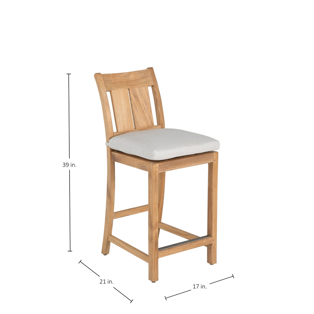 Croquet Teak Outdoor Transitional Counter Stool