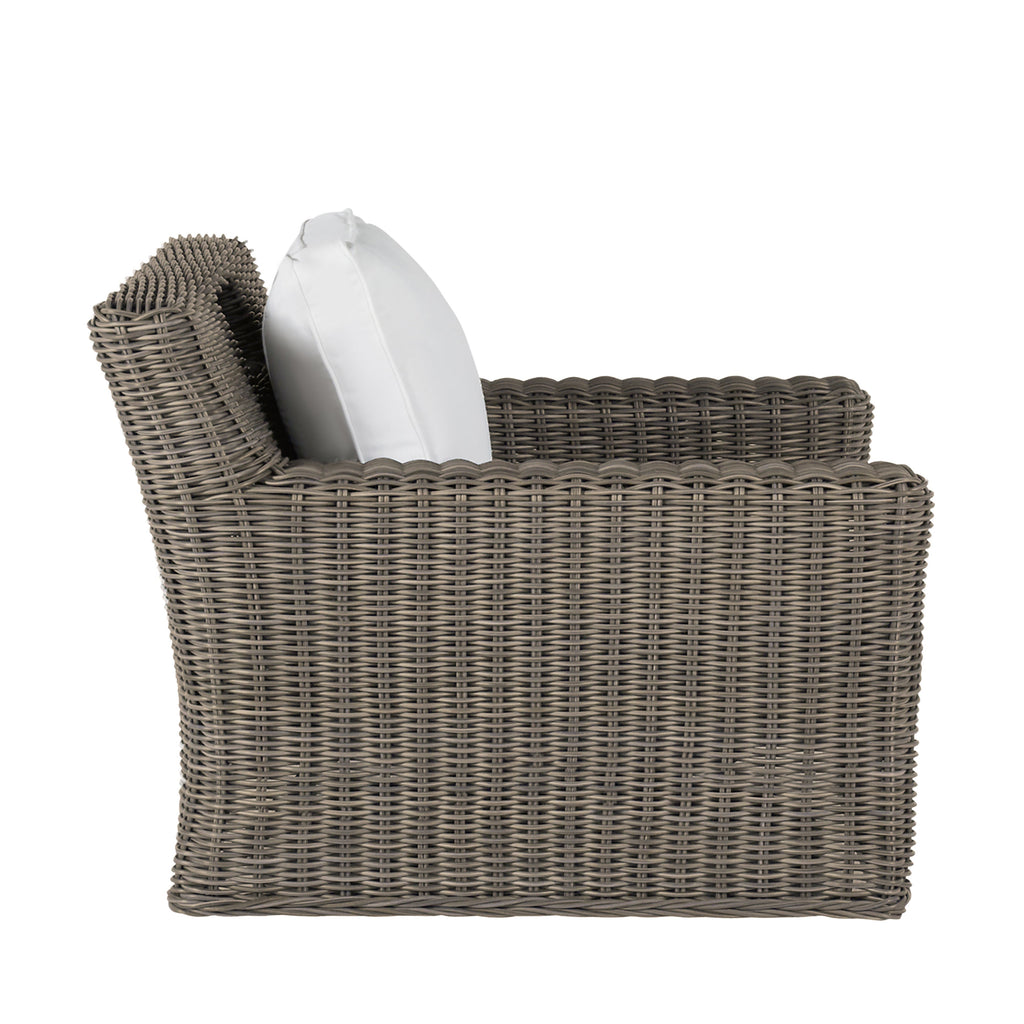 Rustic Woven Wicker Outdoor Swivel Lounge Chair