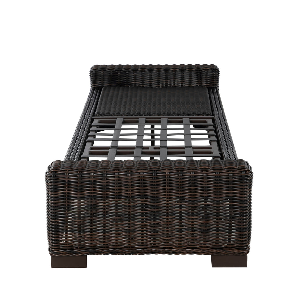 Rustic Wicker Outdoor Armless Chaise Lounge
