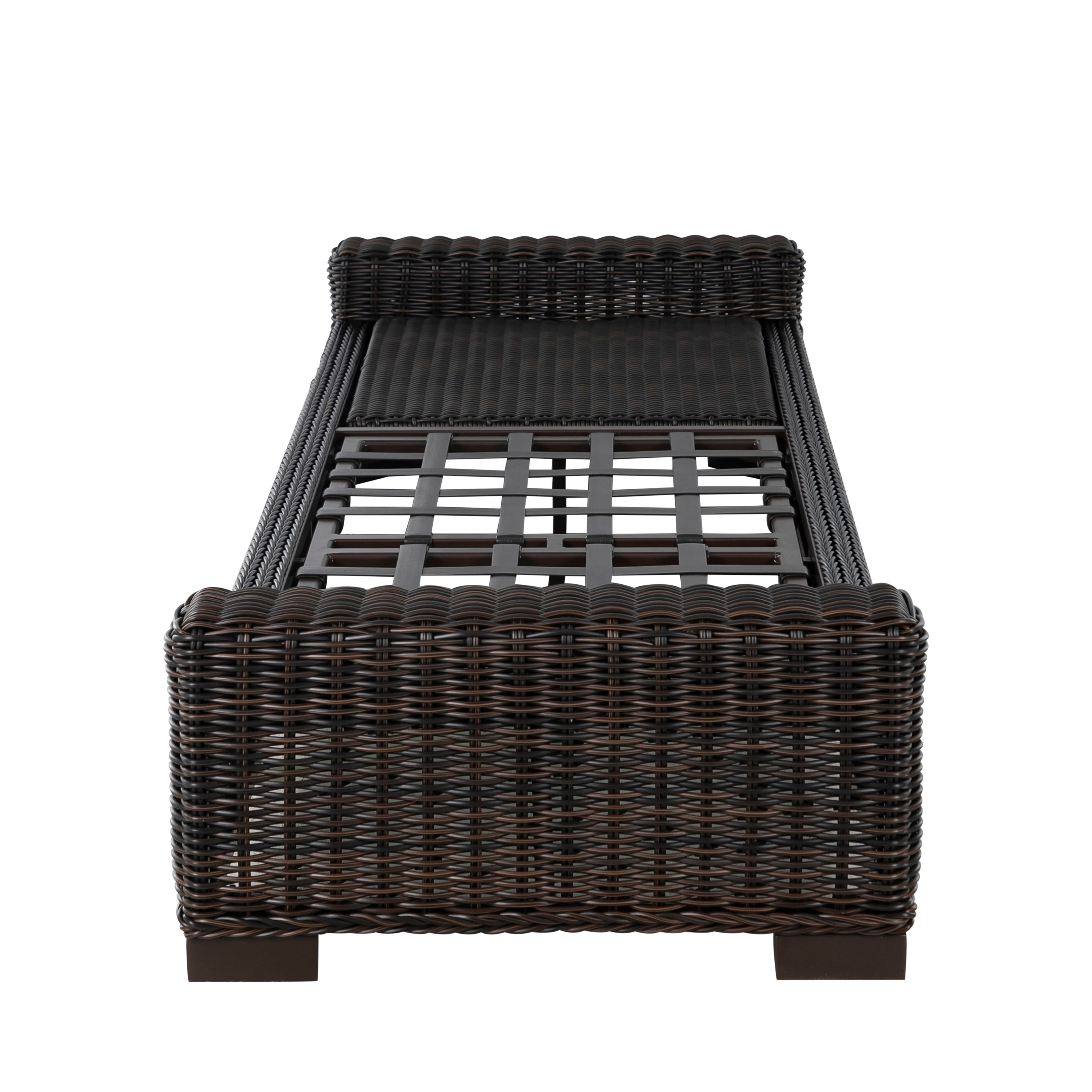 Rustic Wicker Outdoor Armless Chaise Lounge