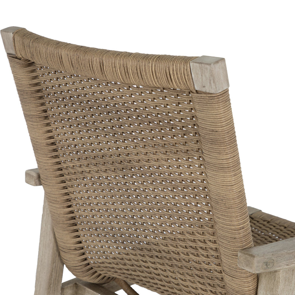 Pointe Wicker Teak Outdoor Dining Arm Chair