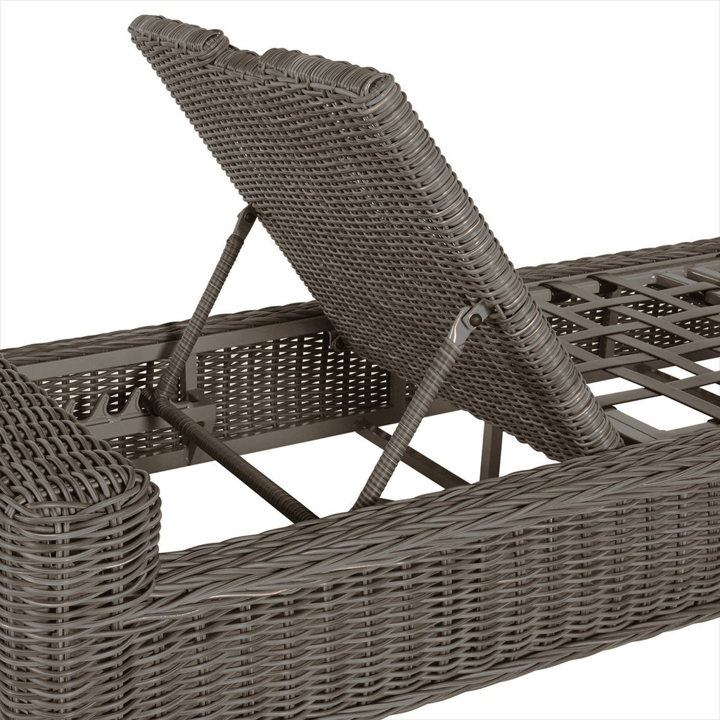 Rustic Wicker Outdoor Armless Chaise Lounge