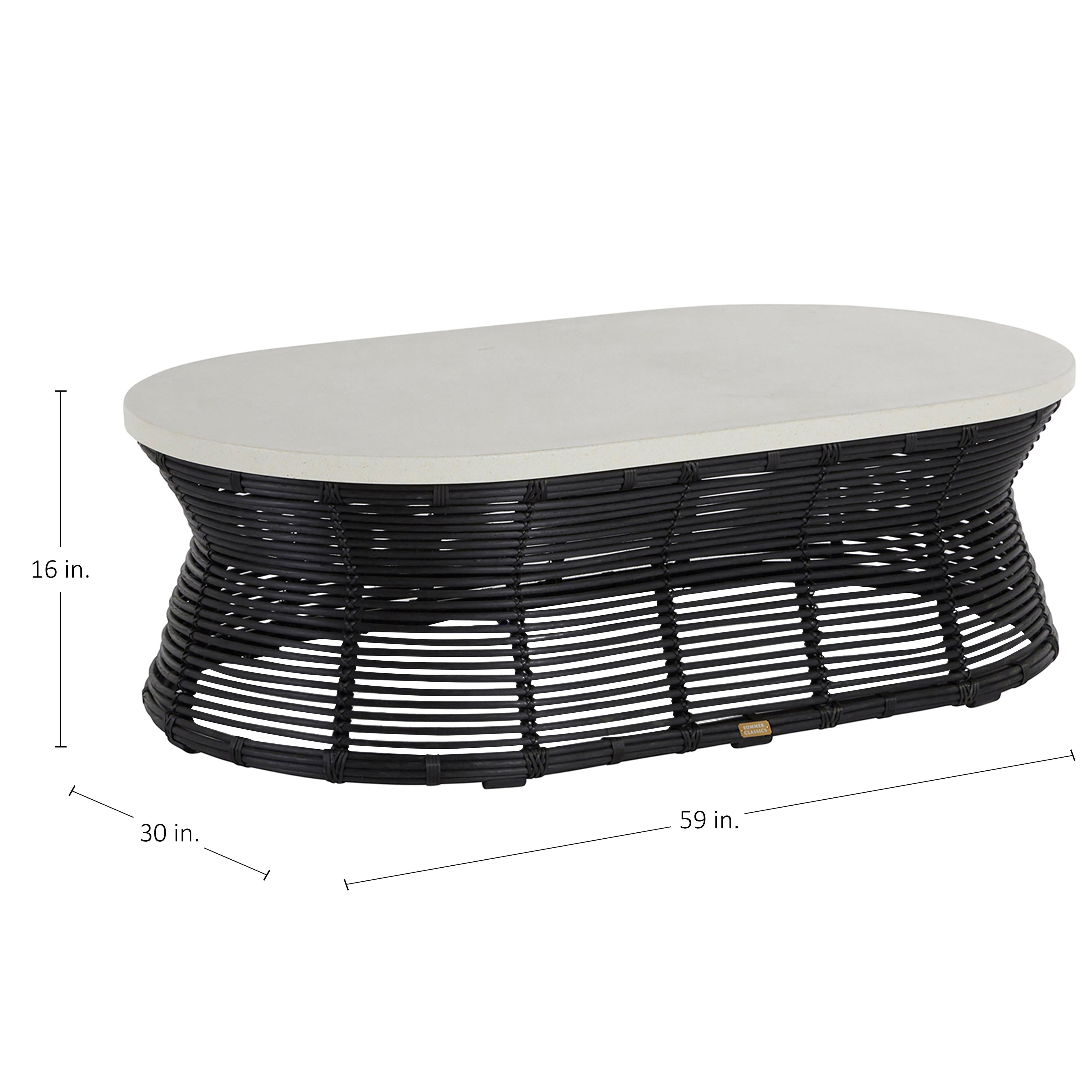 Harris Wicker Oval Outdoor Pedestal Coffee Table