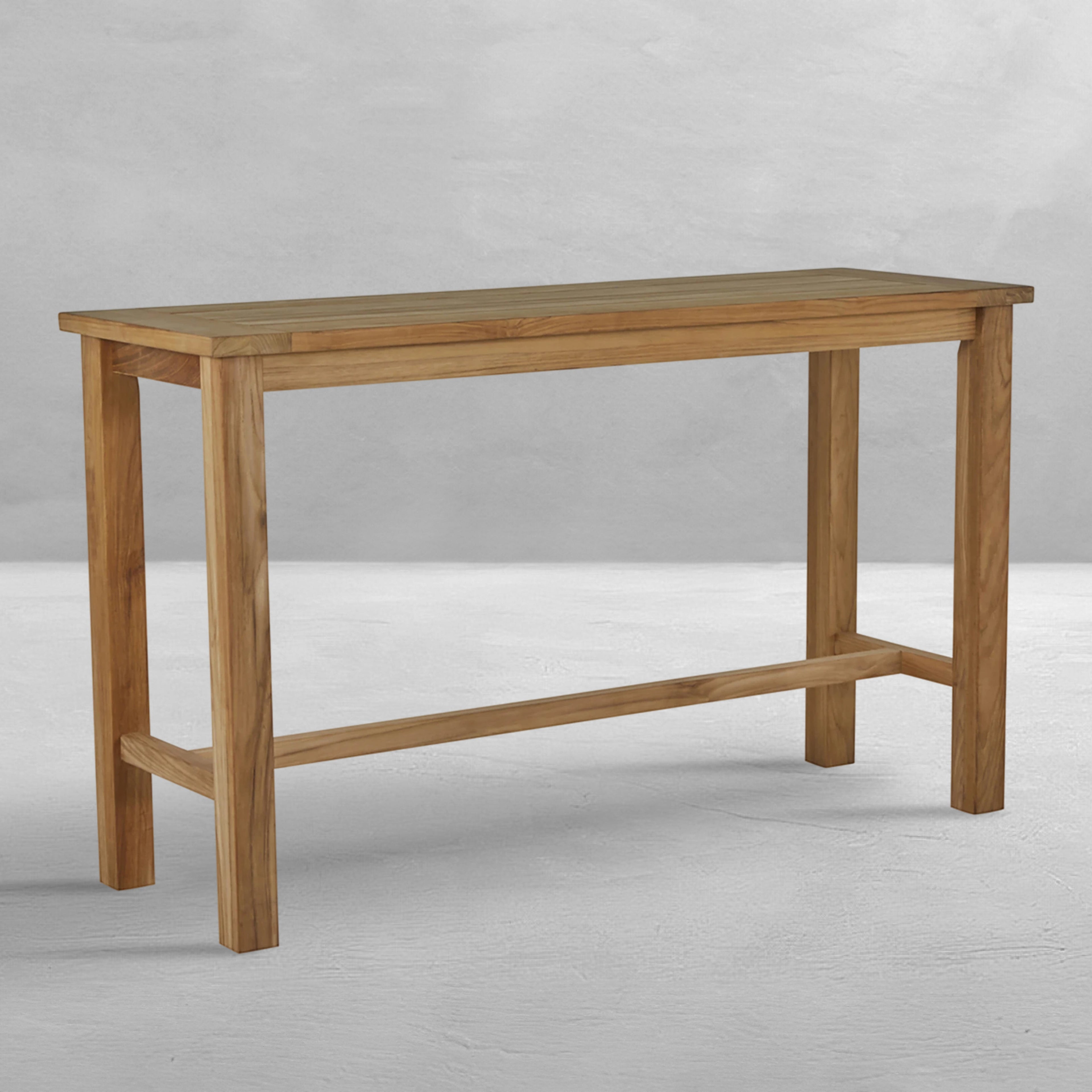 Croquet Teak 71" x 24" Rectangle Outdoor Bar Table