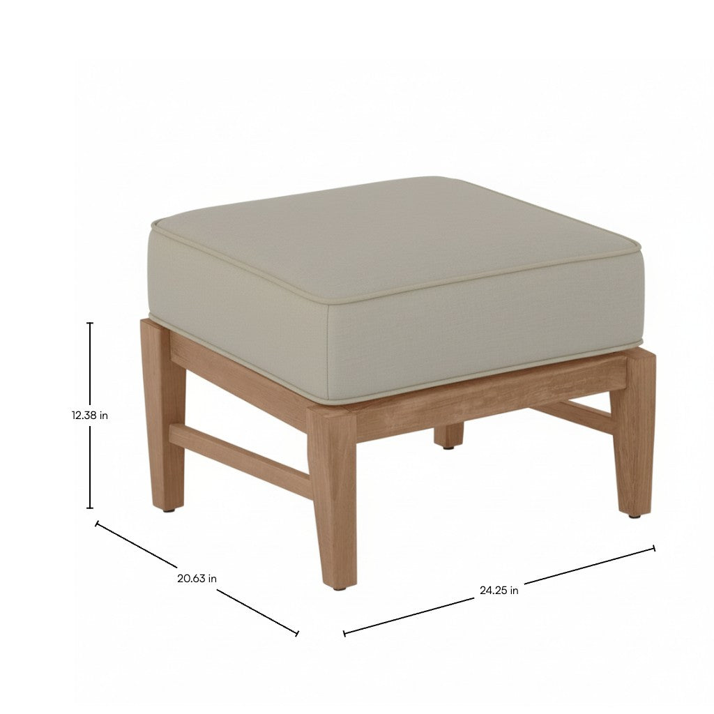 QS Croquet Teak Ottoman, Natural Teak-Linen Dove