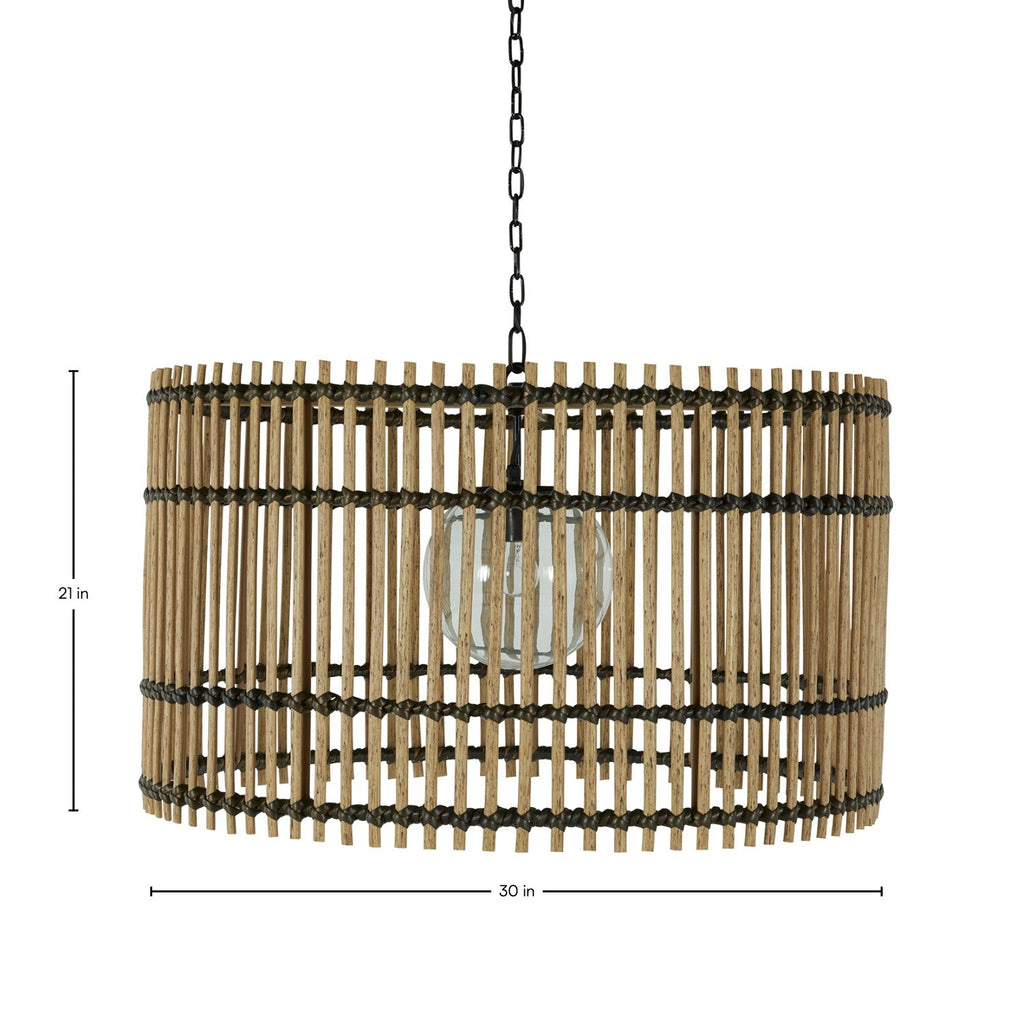 Sherman N-Dura Resin Rattan 30" Drum Chandelier