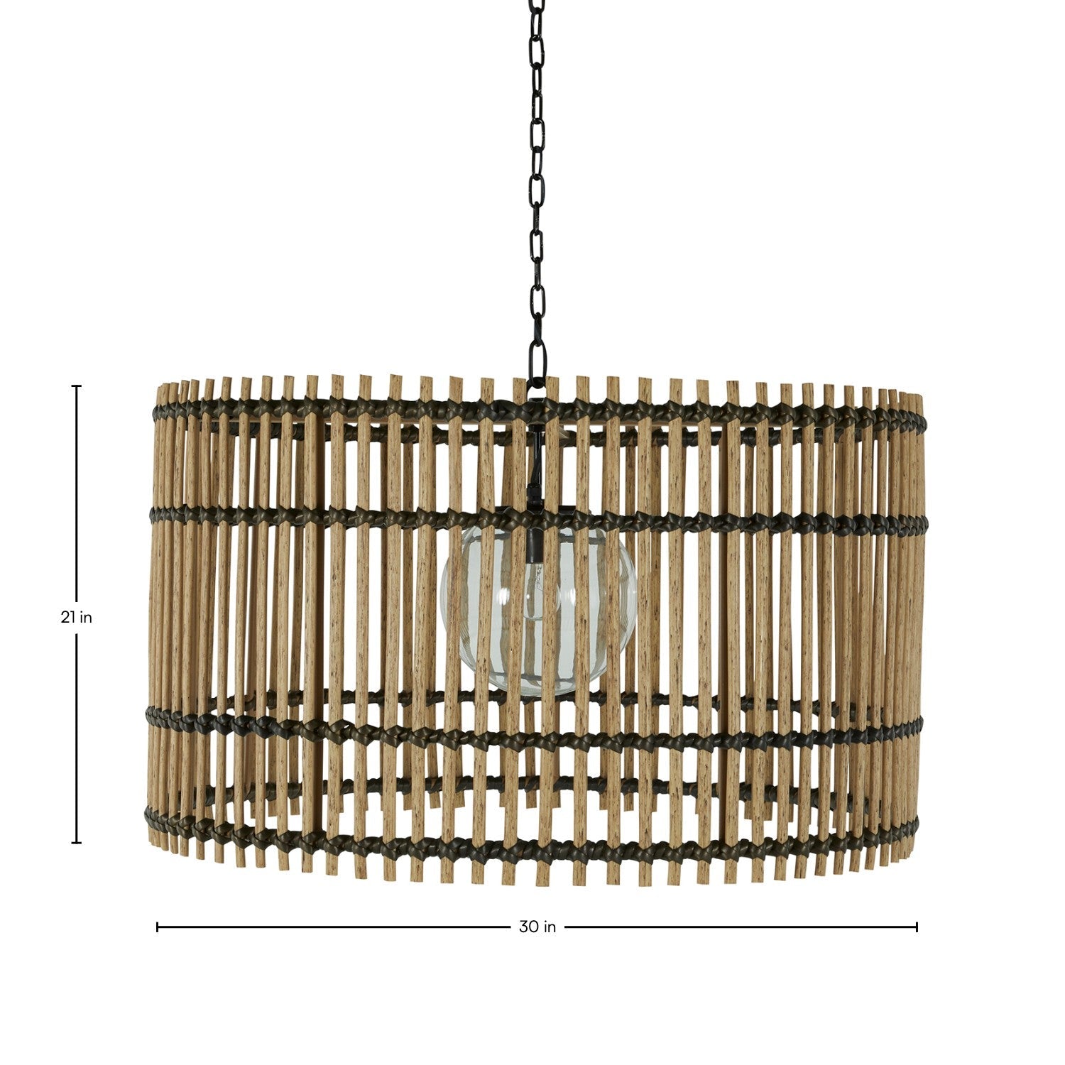 Sherman N-Dura Resin Rattan 30" Drum Chandelier