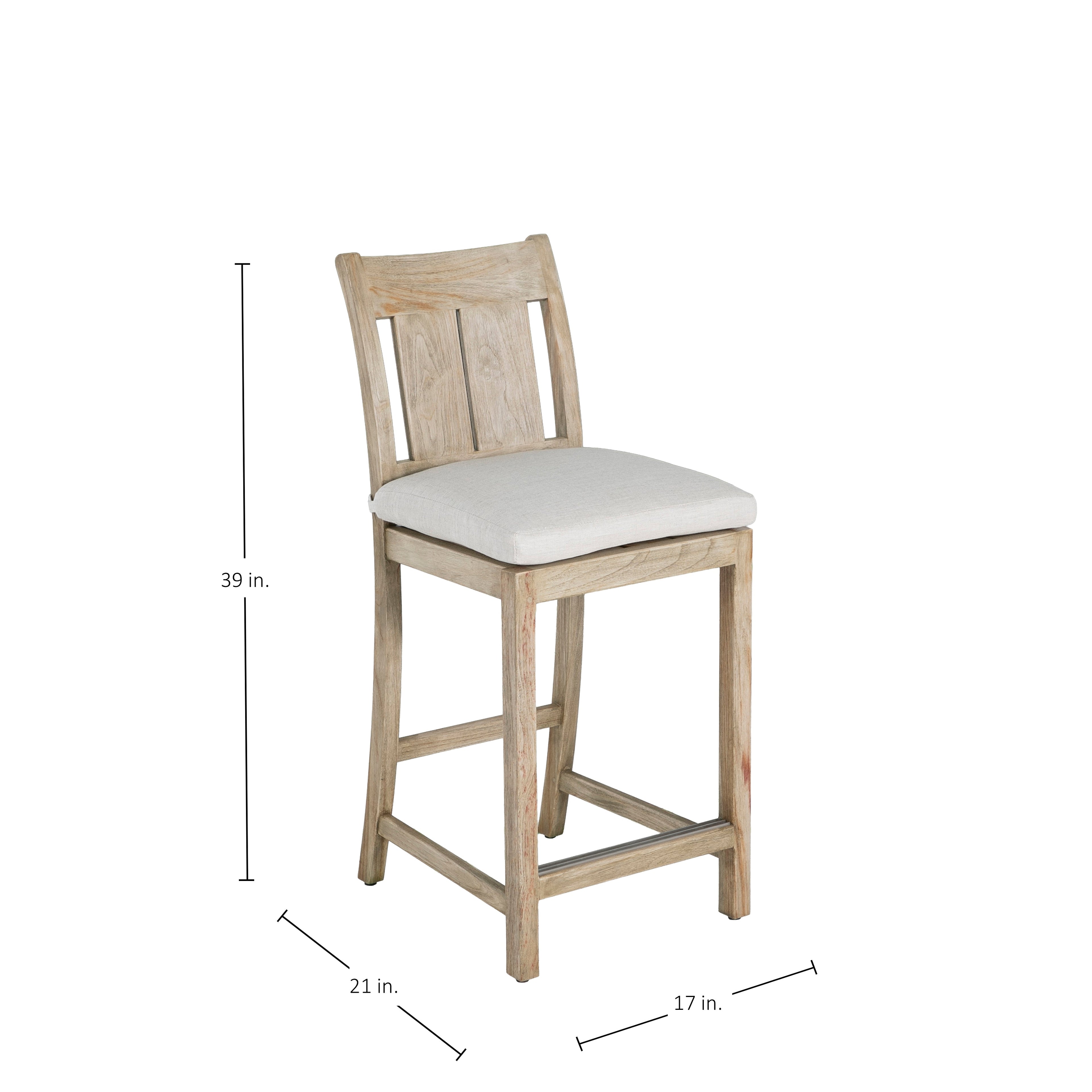 Croquet Teak Outdoor Transitional Counter Stool