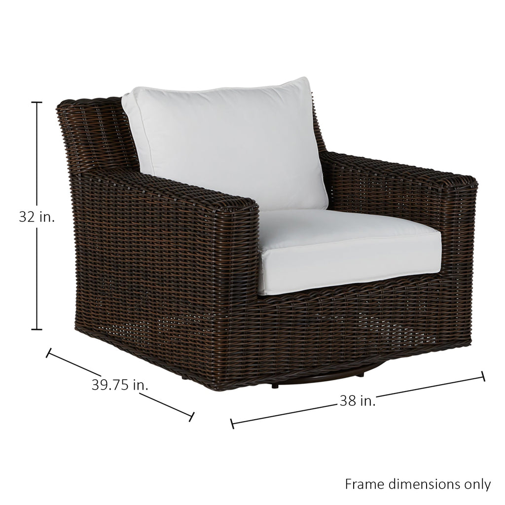 Rustic Woven Wicker Outdoor Swivel Lounge Chair