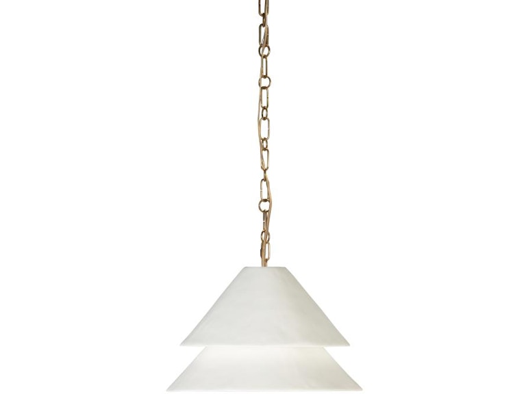 Century Furniture Halo Double Shade 15 Deep Pendant - Soft Brass/Plaster SAA-1012-V1